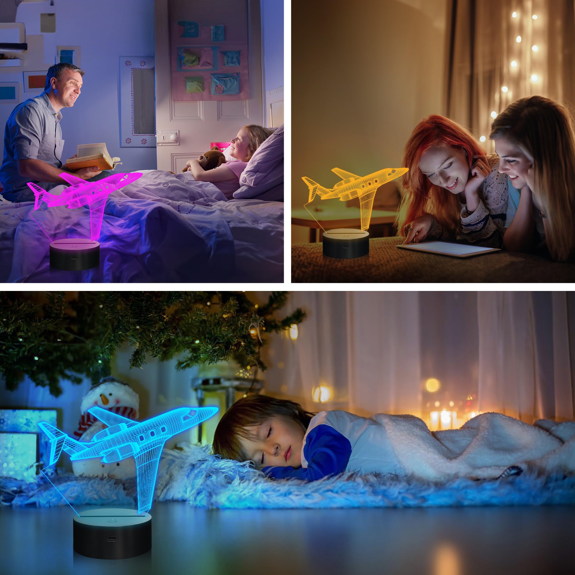 Okiyid Airplane Gifts For Boy, Men, Aircraft Night Light, Gulfstream 3D Illusion Lamp With Remote And Touch Control, Plane Decor For Men Boy Kids Room, Birthday Gifts
