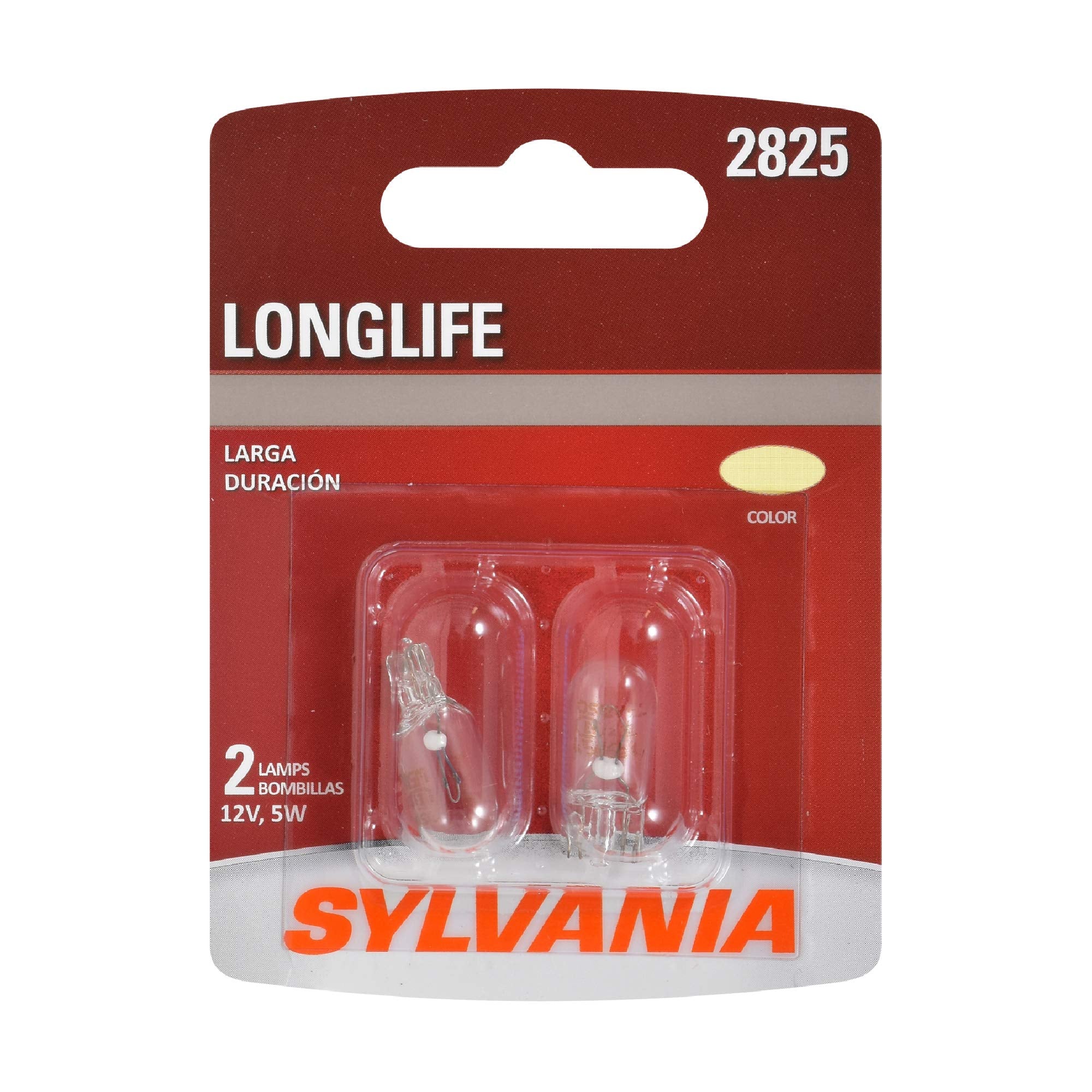 Sylvania 2825 Long Life Miniature Bulb - Ideal For Interior Lighting, 2 Count Pack