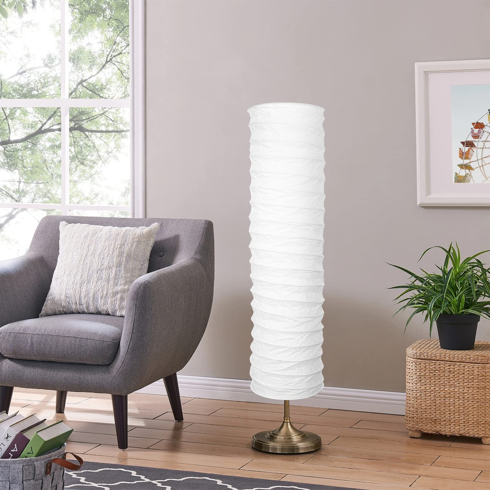 Stobok Paper Floor Lamp Shades Light Japanese Style Standing Lamp Table Light Cover Barrel Chandelier Protector For Living Room