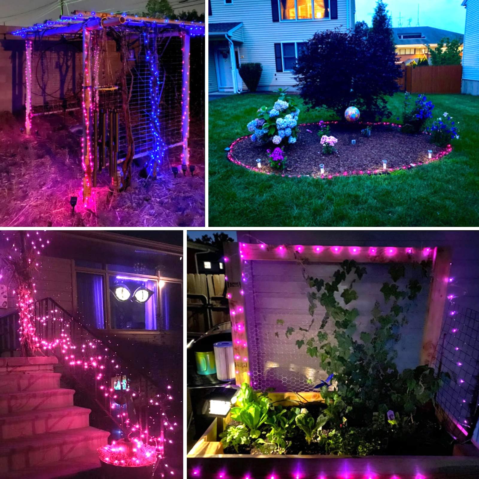 Sanjicha Pink Extra-Long Solar String Lights, 2-Pack 400 Led Solar Valentine Day Lights, Waterproof Copper Wire 8 Modes Solar Tw