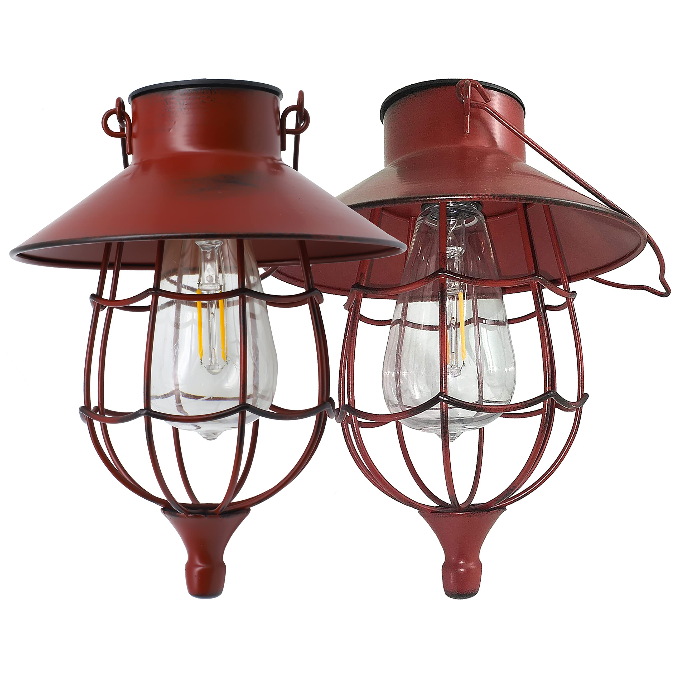 YAKii Solar Lanterns 2 Pack - Waterproof Metal Lamp with Warm White Light for Yard Garden Pathway - Red - Model LP110