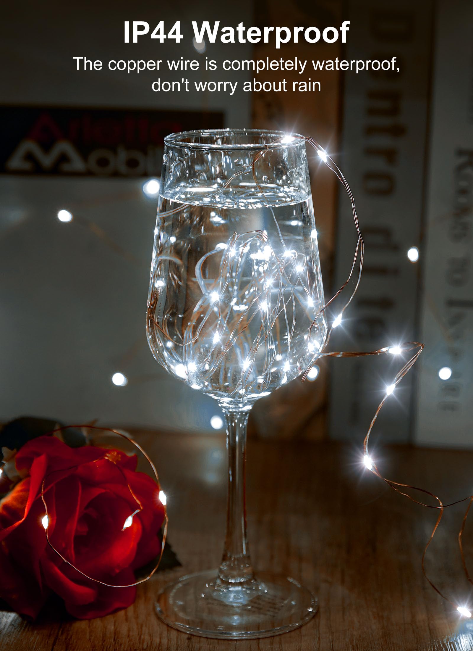 66Ft 200 Led Outdoor String Lights, Pure White Fairy Lights Battery Operated With Remote, Waterproof Twinkle Lights For Bedroom Dorm Patio Tapestry Backyard Garden Party Indoor Christmas Decoration