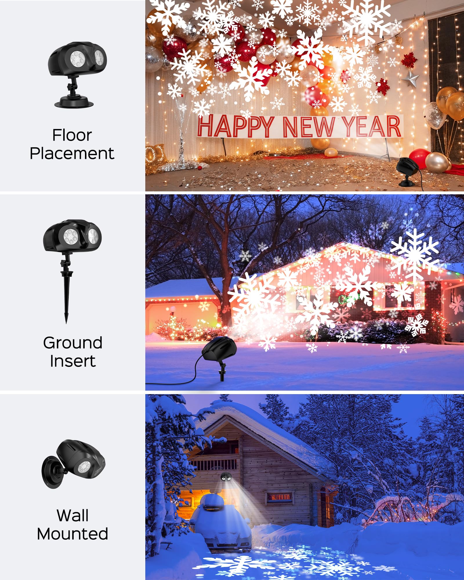Snowflake Projector Lights Jackyled Dual-Head Christmas Snowflake Light Projector Hd Outdoor Indoor Festival Lighting Decoration