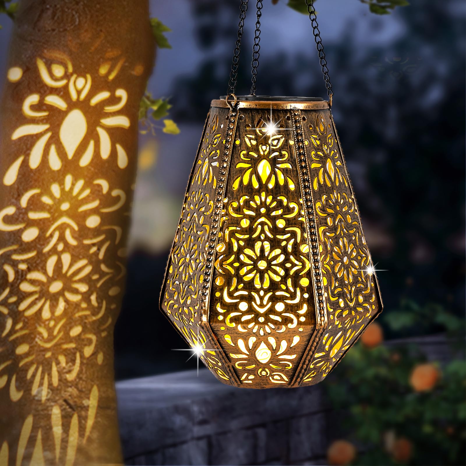 Solar Lantern Outdoor Waterproof - Hanging Garden Decor Lights for Patio, Yard, Tree, Porch - Decorative Lantern for Christmas G