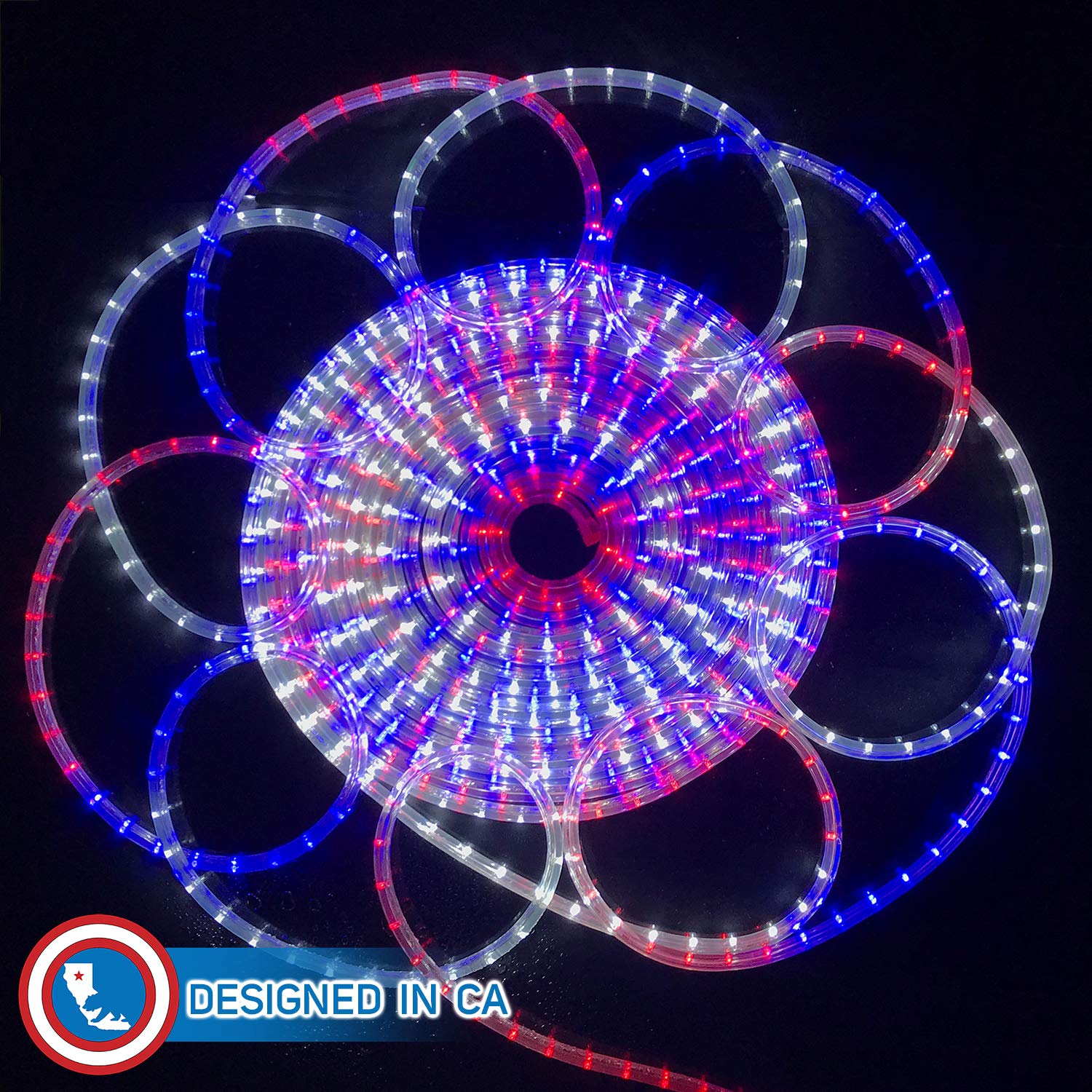 Russell Decor Patriotic Rope Lights Red White Blue For Independence Day 4Th Of July Memorial Day Veterans Day And Christmas Decoration (90 Feet)