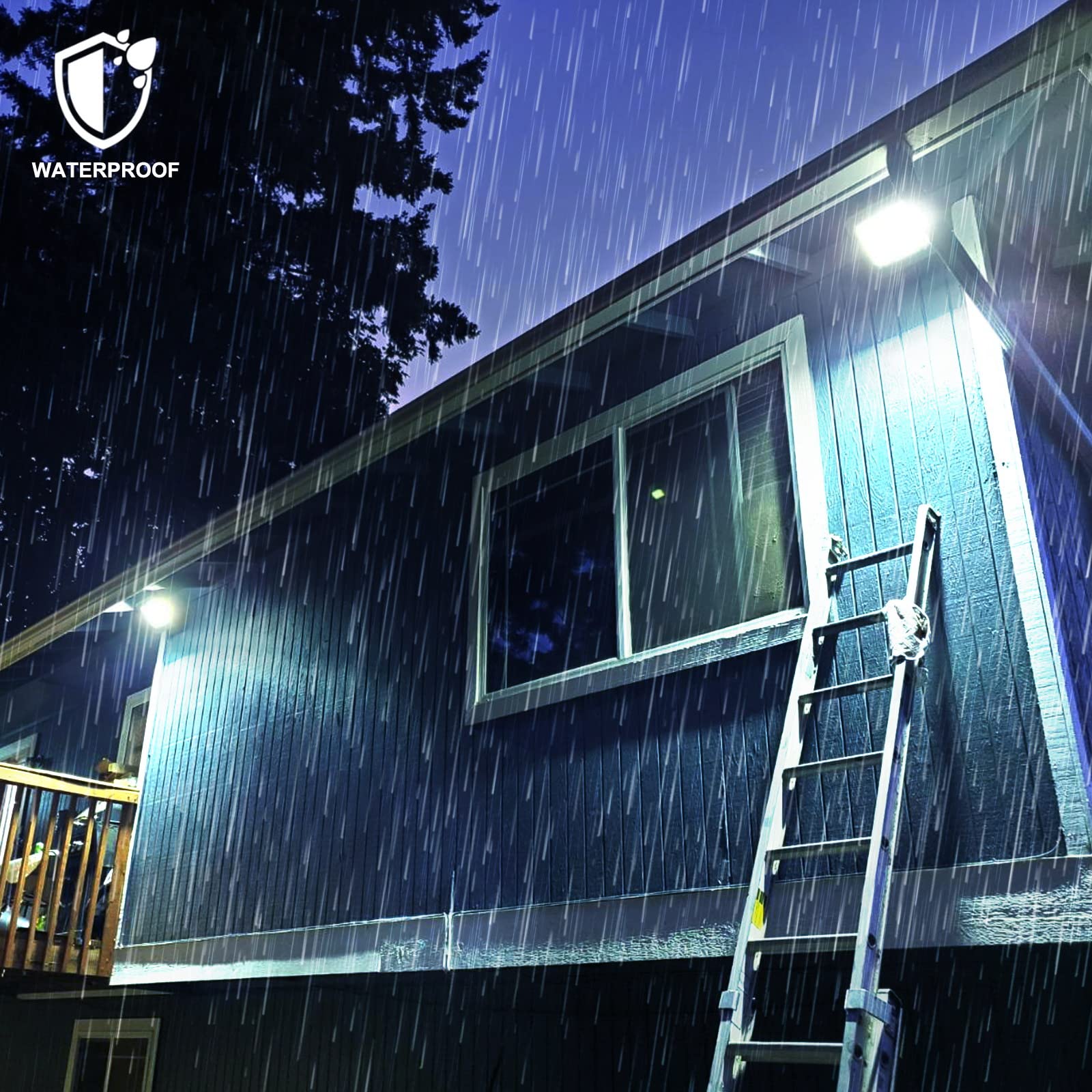 Kakalights Solar Flood Light Outdoor 6000K Bright White IP65 Waterproof Black - Auto On/Off Dusk to Dawn for Yard, Gazebo, Shed, Barn