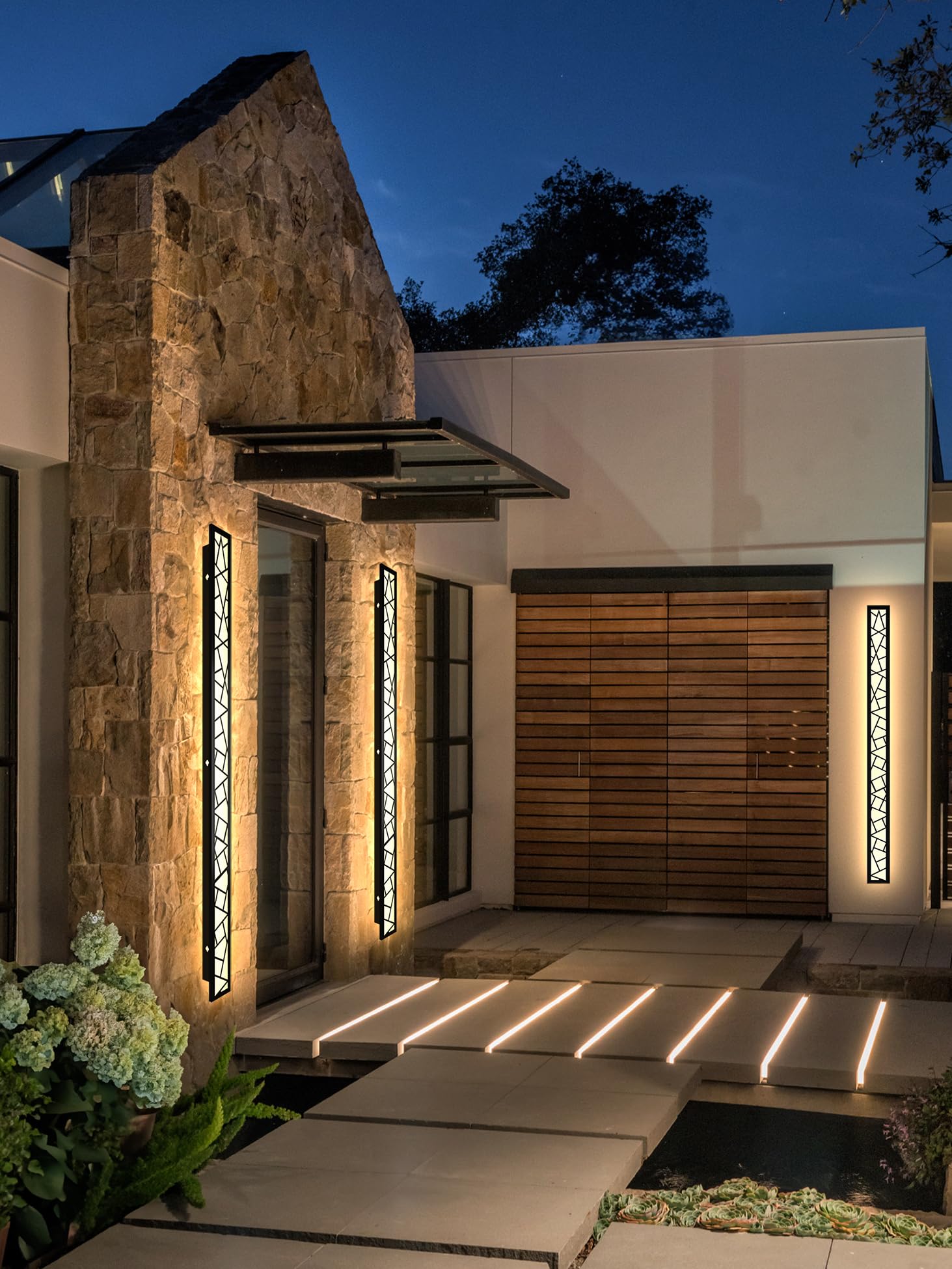 Truwella Outdoor Wall Lights 59.1Inch Modern Outdoor Wall Sconce Led Long Wall Sconces Black Front Porch Light Waterproof Led Wall Light Ip67 3000K Exterior Lighting Fixtures