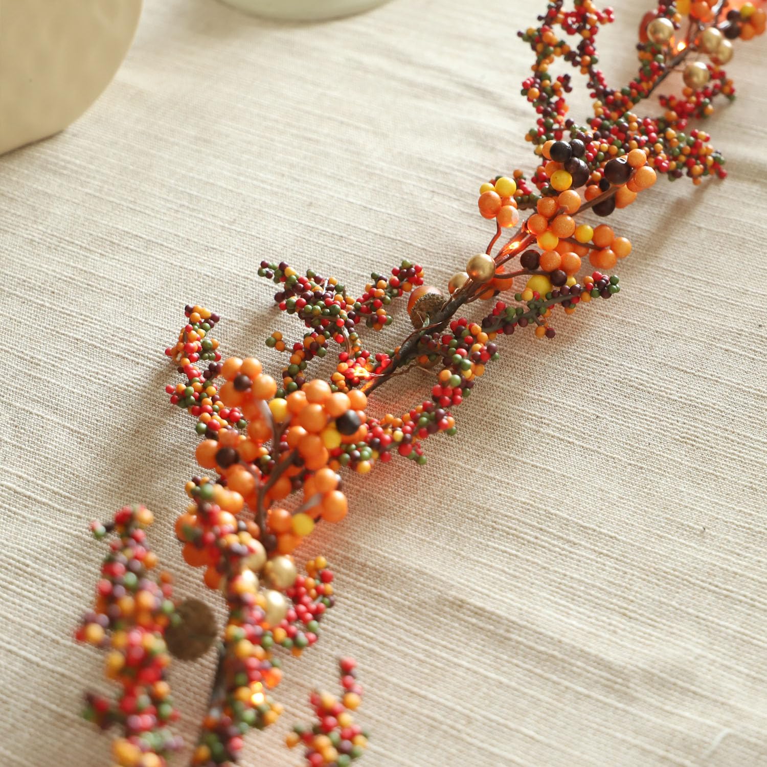 Fall Berry Decorative Lights Handmade Harvest Berry Garland 6.5FT 25LEDs Autumn Warm White String Lights Battery Operated with R