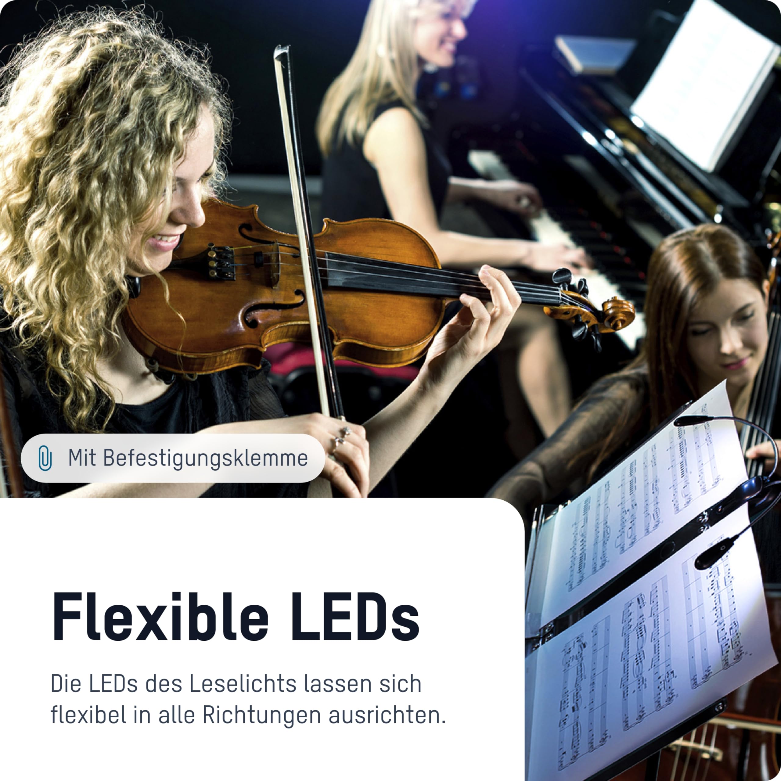 Ansmann TWINFLEX Mini LED Reading Light - 2 Flexible Lamp Heads, Model 1600-0119, Includes Batteries, Ideal for Music Stands