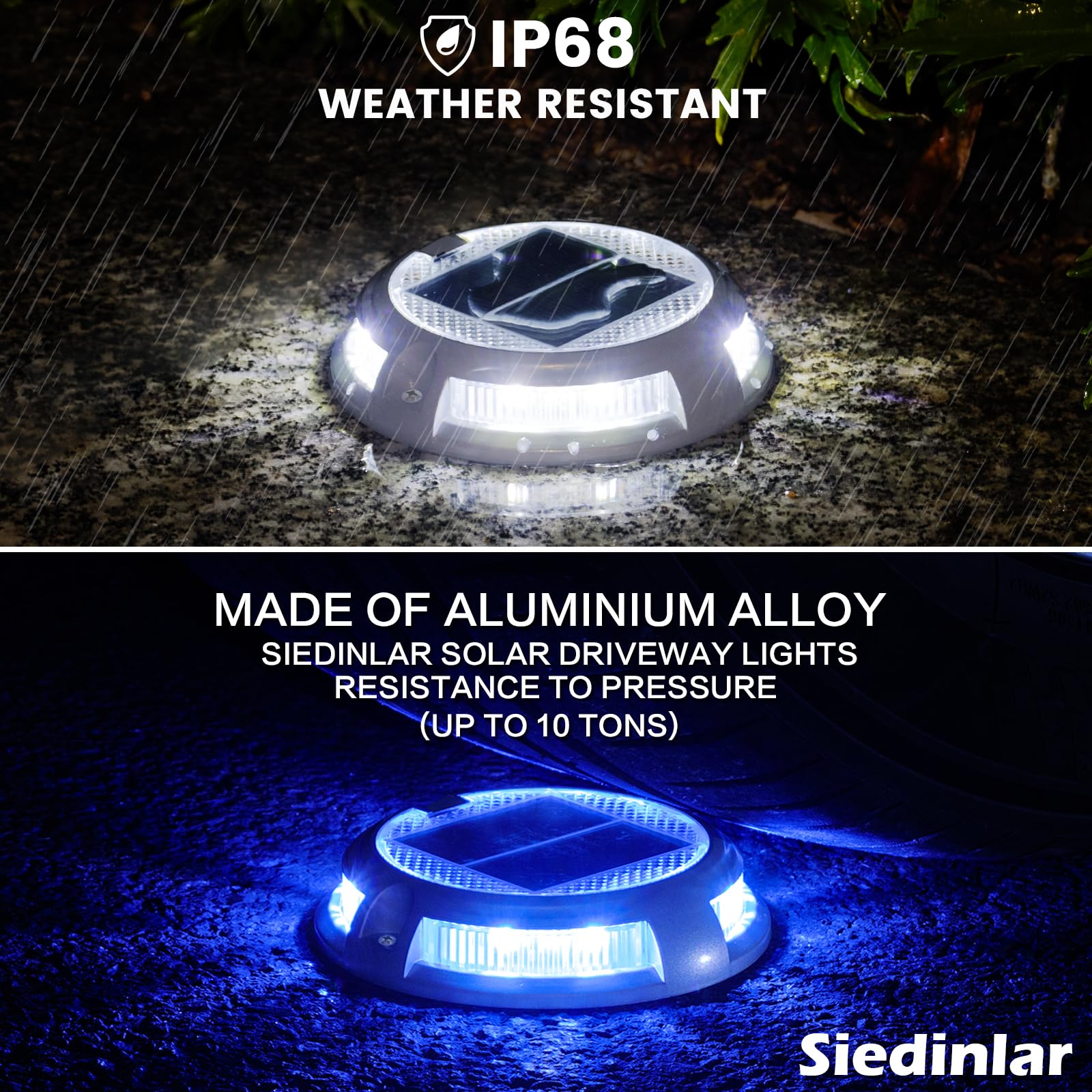 SIEDiNLAR Solar Driveway Lights, 16 LEDs, Waterproof Deck Markers, 8 Pack, RGB Colors, Model SD901G-8PK
