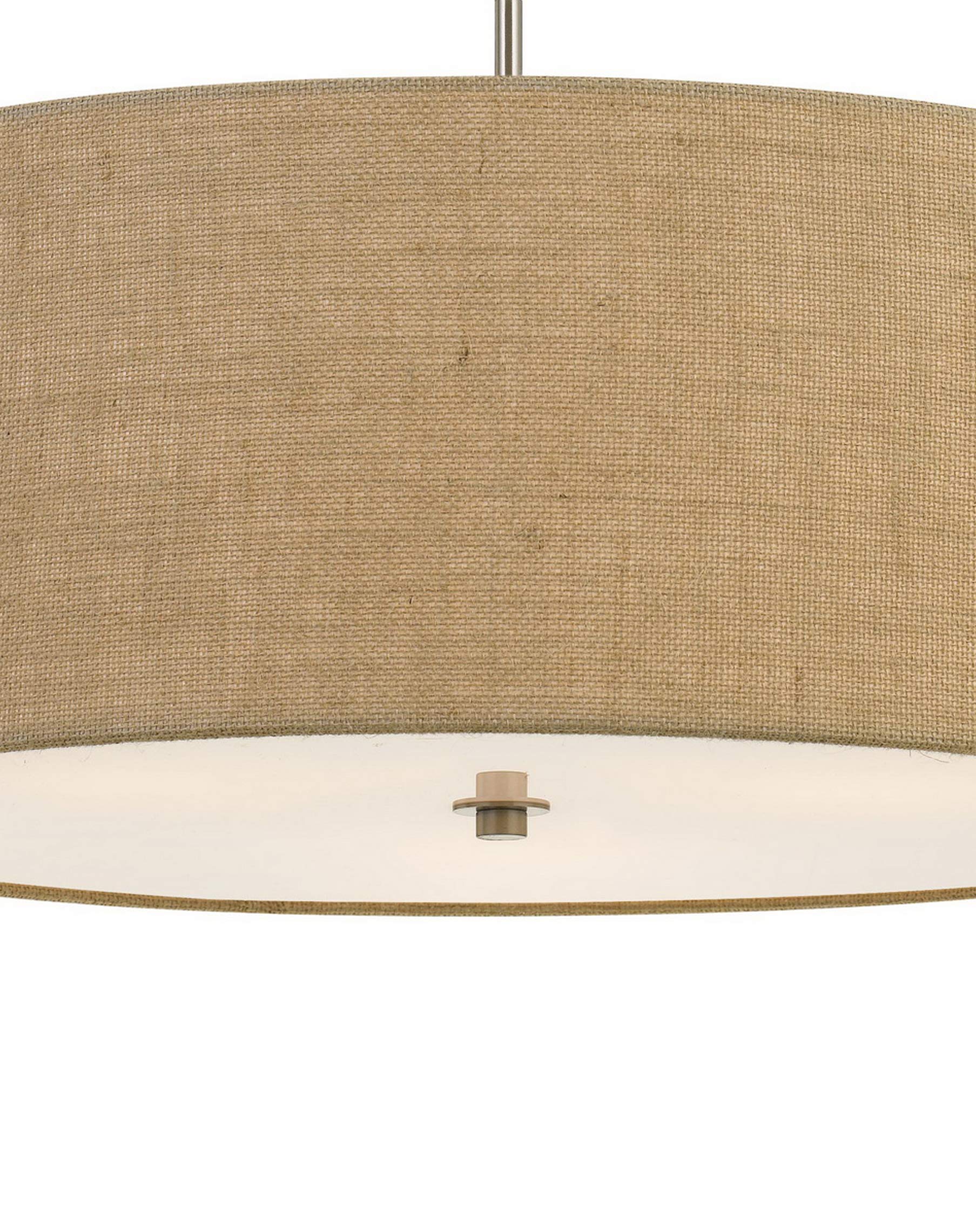 Benjara Bm226318 3 Bulb Drum Shaped Fabric Pendant Fixture With Diffuser, Beige