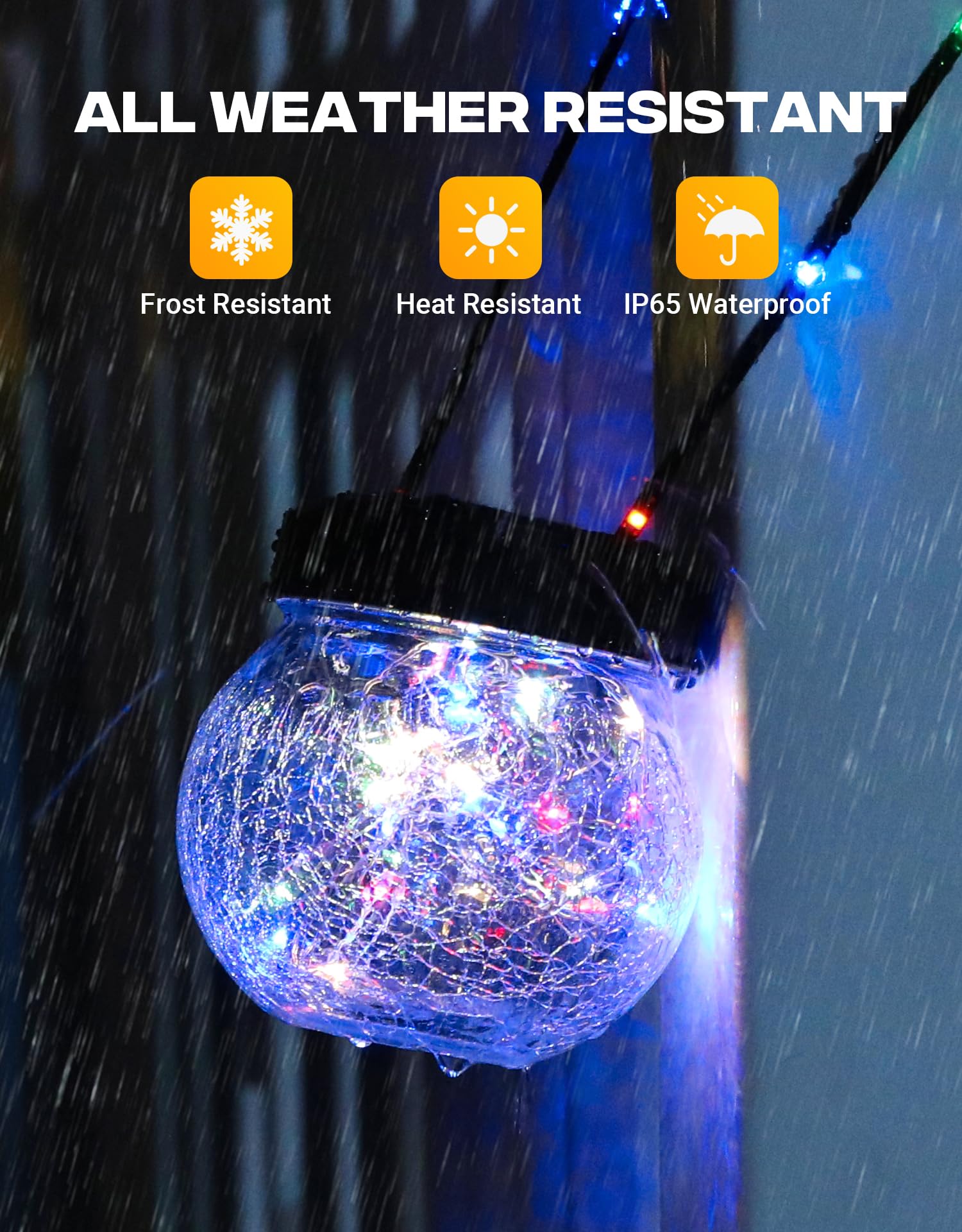 PARTPHONER Solar Lanterns 18-Pack, Waterproof  ed Glass Hanging Lights, RGB Color, Model PASO052BBI