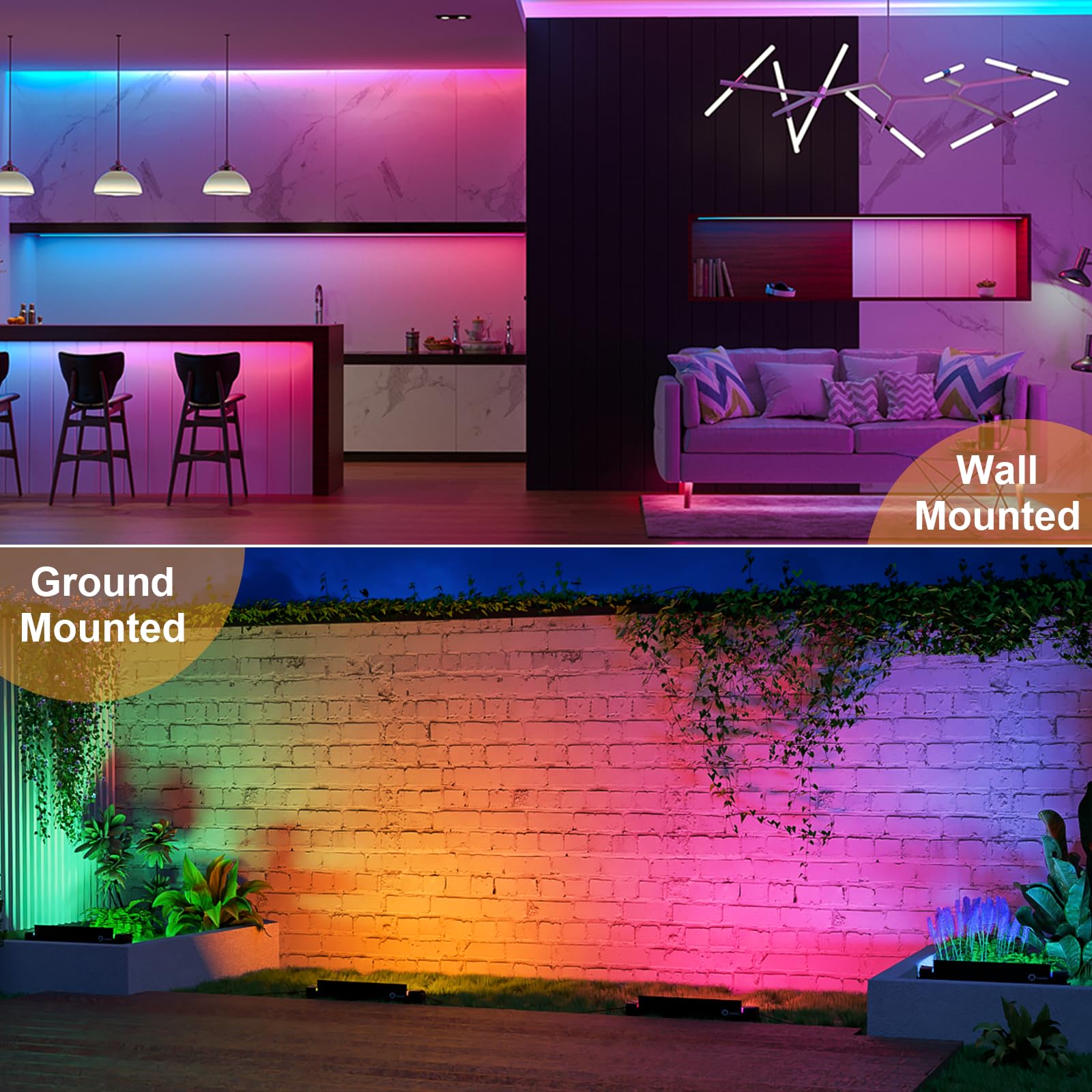 Indmird RGB Wall Washer Light 2 Pack 50W Remote & APP Control Aluminum CHX-FL-C-50W