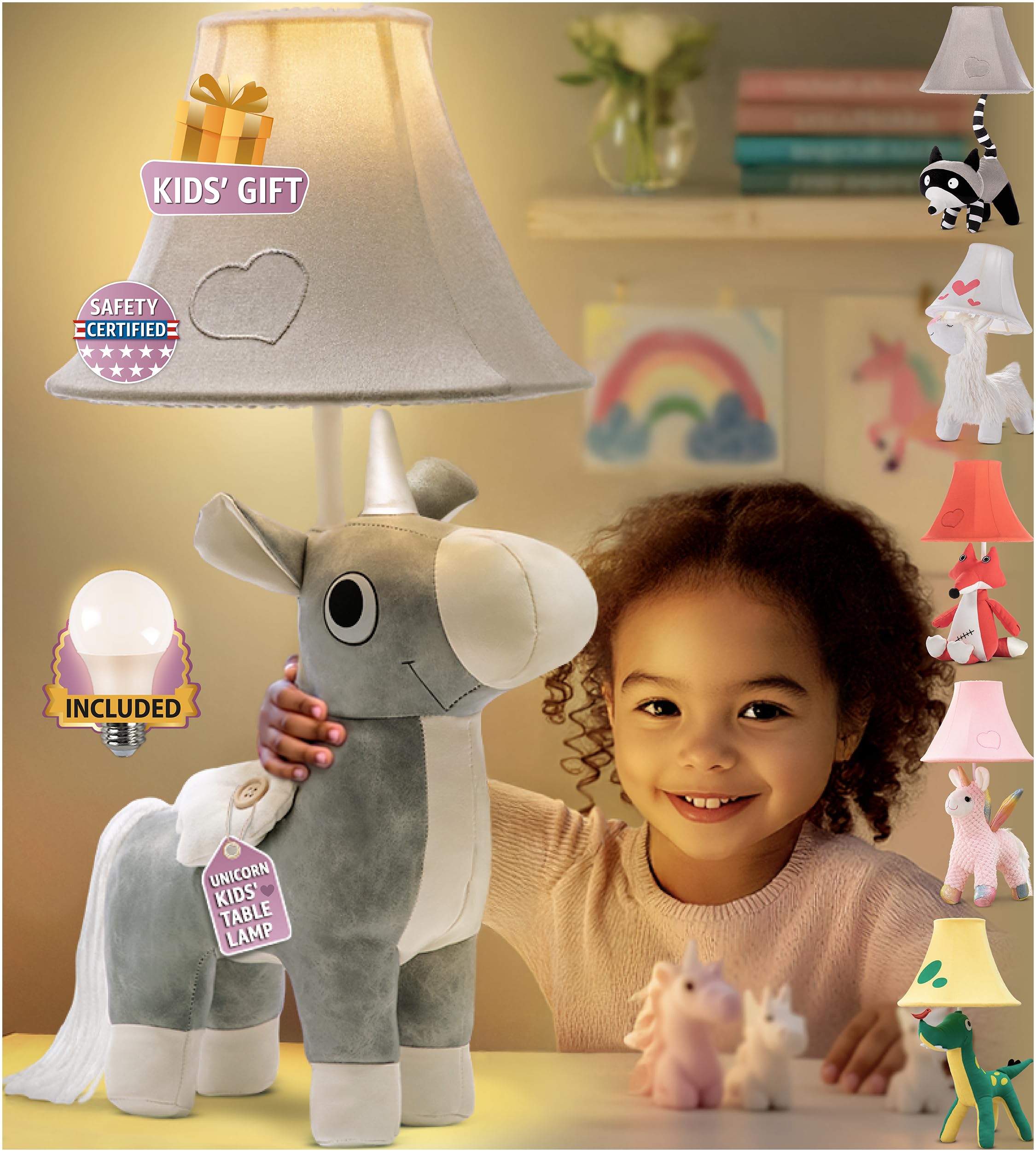 Unicorn Kids Lamp For Girls Bedroom - 19.7  Girls Lamp For Kids Room - Cute Christmas Gifts  Birthday Gifts For All Ages: Toddler Boys  Children  Grandkids 3 4 5 And Up Years Old  Sister  Brother