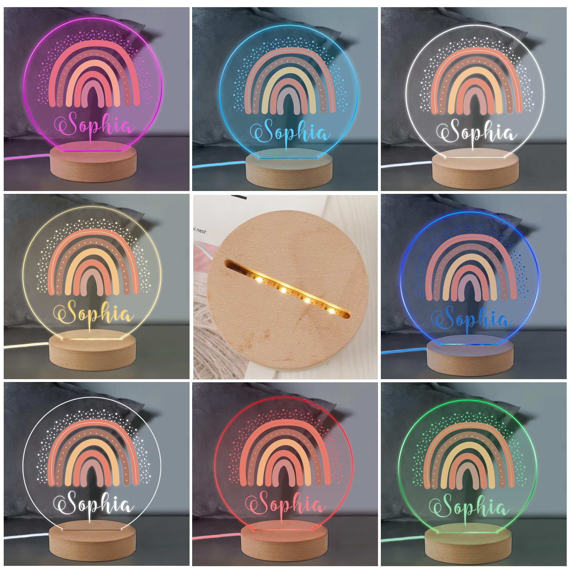 Edsg Personalized Baby Night Light - 7 Colors For Kids Nursery Decor, Bedroom Toddler Lamp - Gifts For Girls Boys, Christmas, Bi