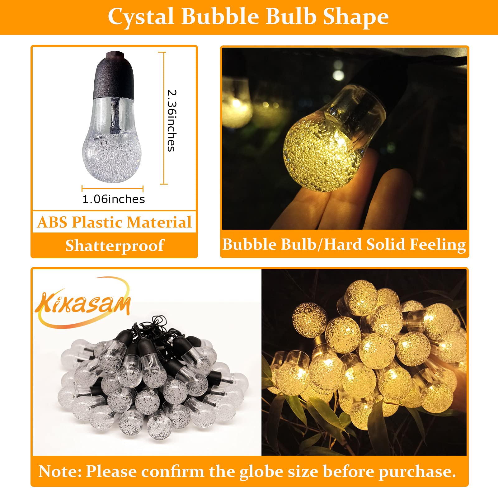 Kikasam Gazebo Solar String Lights, 23Ft Solar Decorative Lights With 8 Lighting Modes, Waterproof Solar Patio String Lights Yar