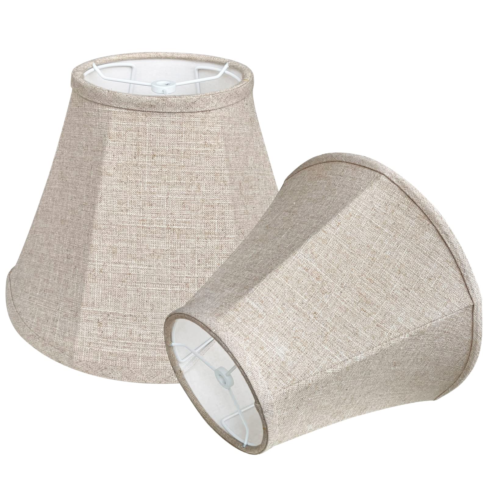 Tootoo Star Double Brown Barrel Lamp Shade Set Of 2, 6X12X8.5 Inch, Handcrafted Fabric For Floor And Table Lamps