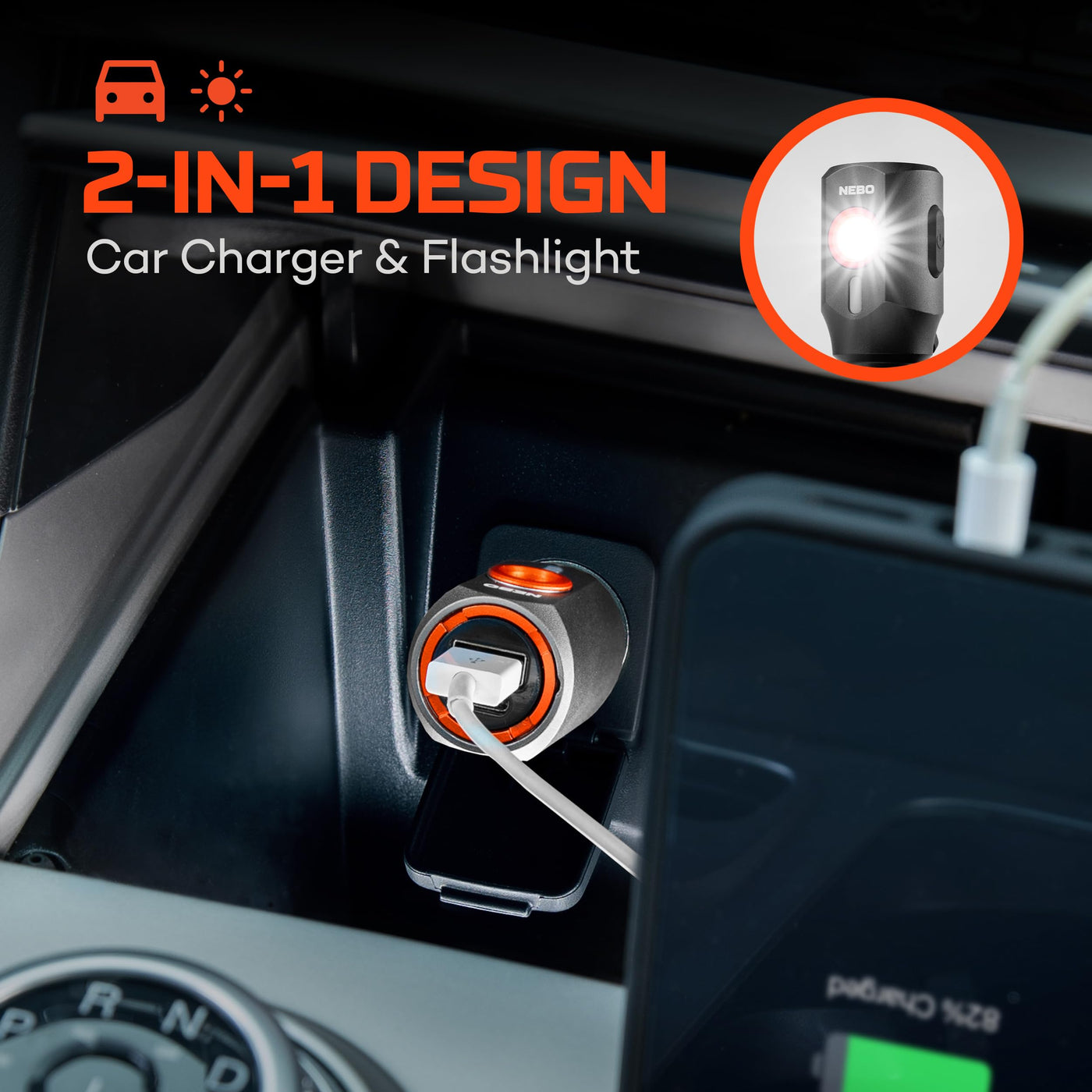nebo car charger flashlight NEBO 2-In-1 Car Charger & Flashlight