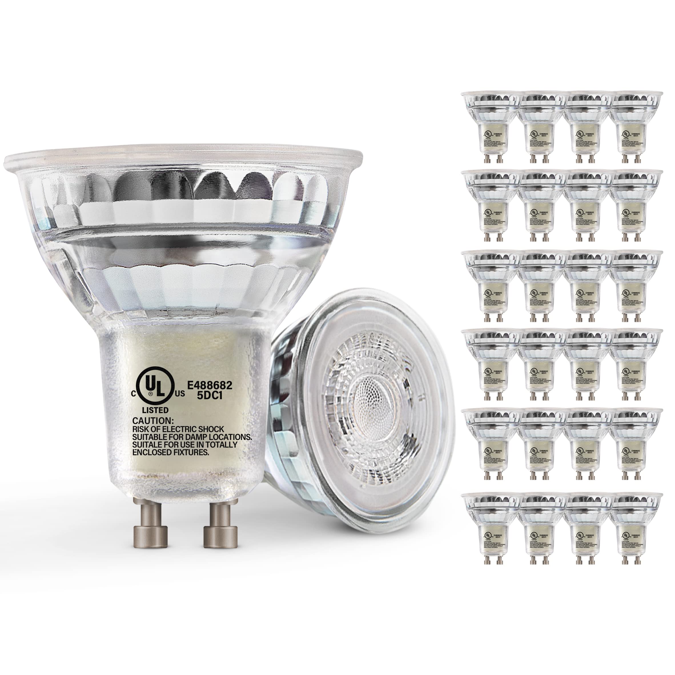 MASTERY MART GU10 LED Light Bulbs 24 Pack, Dimmable 4.5W, 5000K Daylight White, 400lm, Glass, MM-GU10
