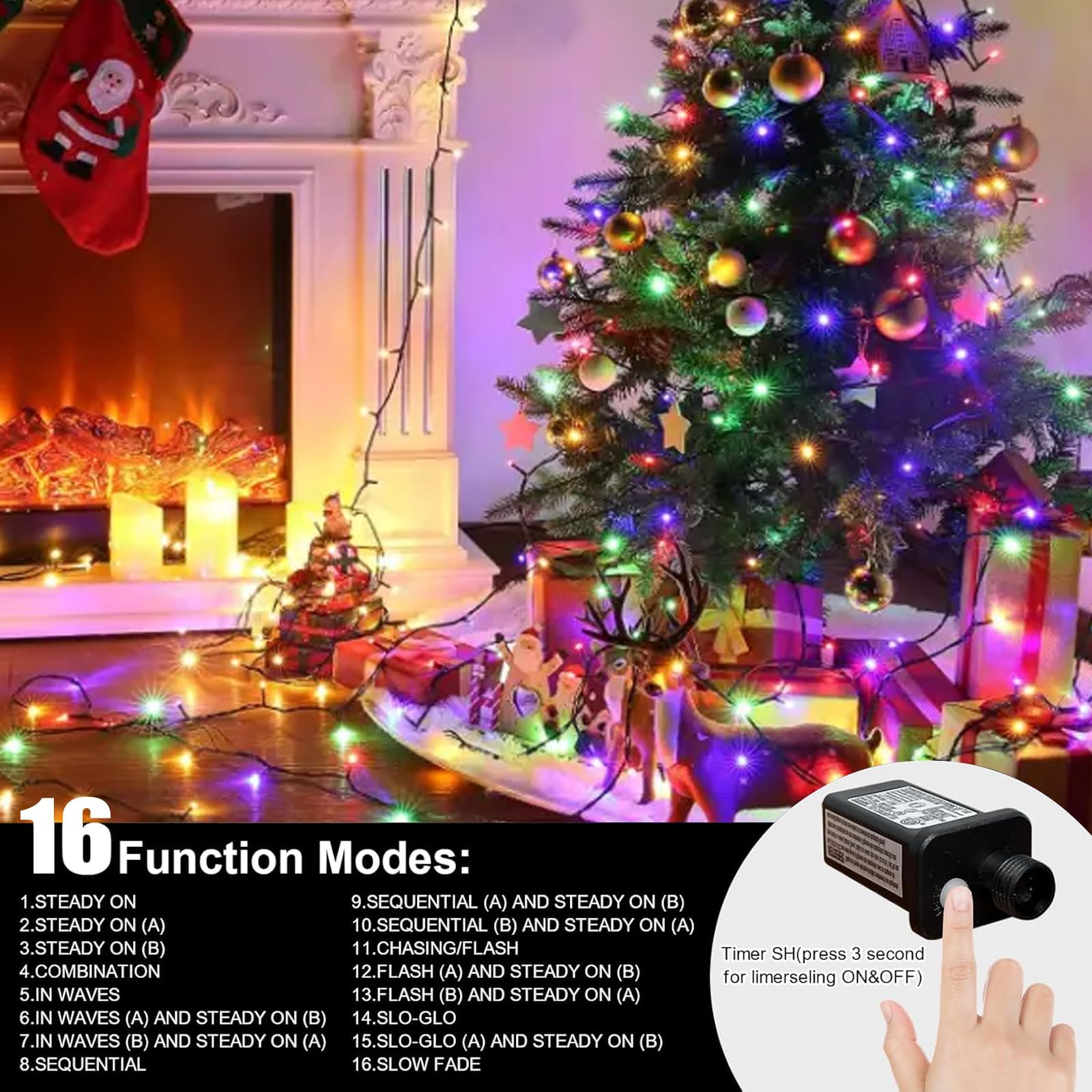 Lamphome 33Ft Easter Lights  100 Led Green Wire Fairy Starry String Lights Plug In  11 Lighting Modes  For Indoor Outdoor Xmas Tree Wedding Party Decoration (Multicolor)