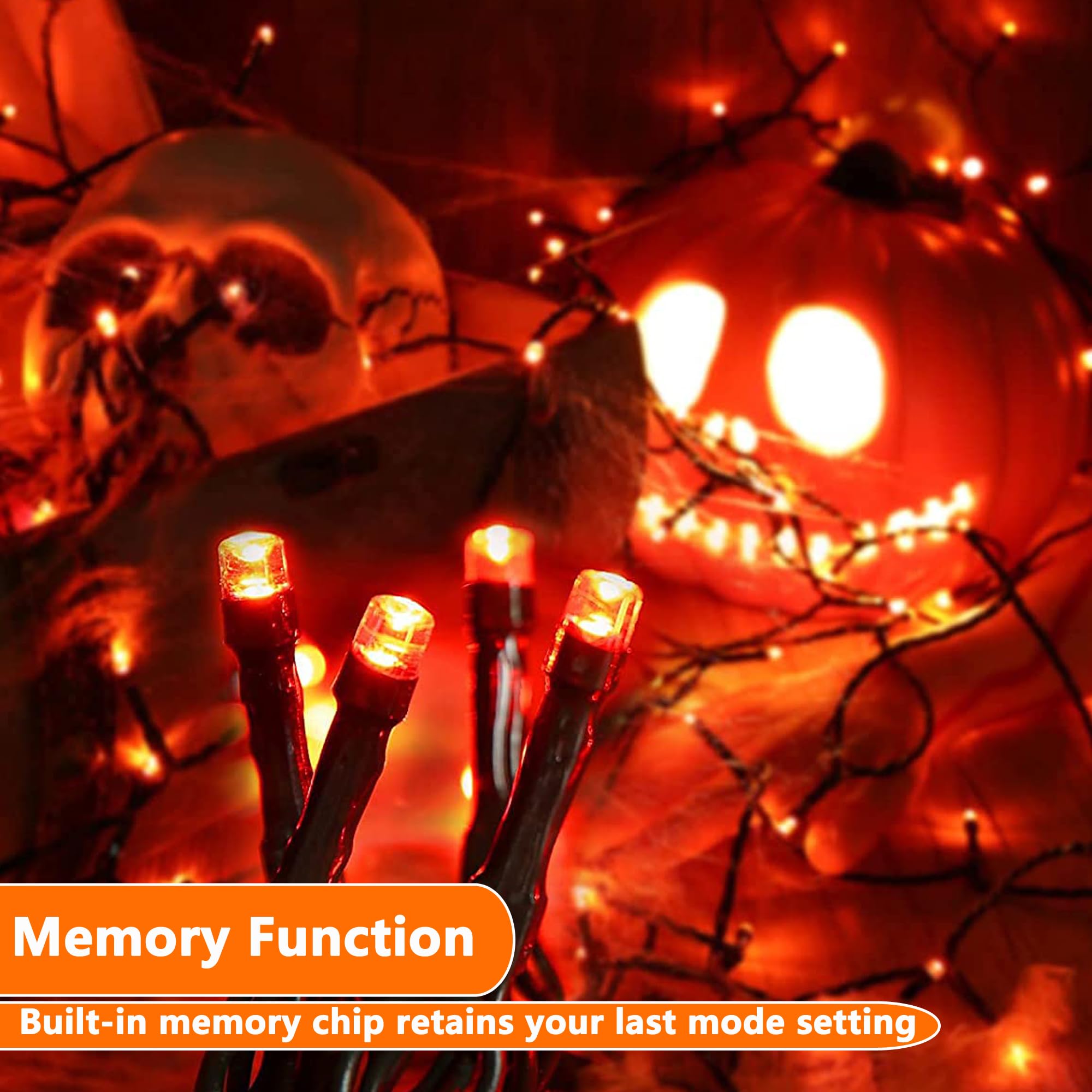 Joomer Orange Halloween Lights, 100Ft 300 Led String Lights With 8 Modes Timer Waterproof Plug In Indoor Outdoor String Light Fo