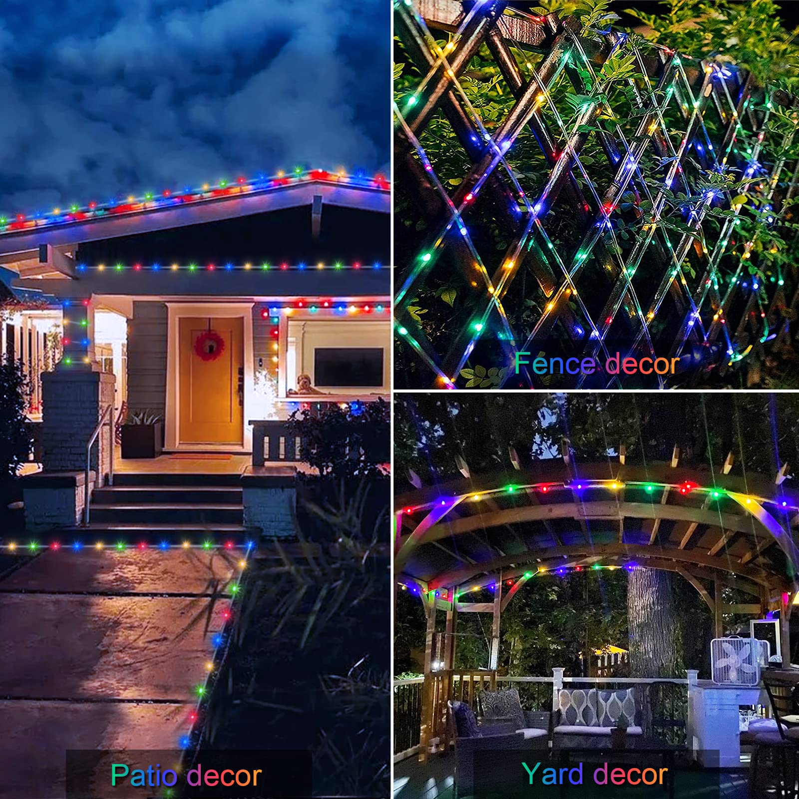Jmexsuss 2 Pack 100 Led Solar Rope Lights, Ip 65 Solar Rope Lights Outdoor Waterproof Led, 33Ft 8 Modes Pvc Tube Solar Christmas Fairy Lights For Xmas Trampoline Fence Walkway Path Garden (Multicolor)