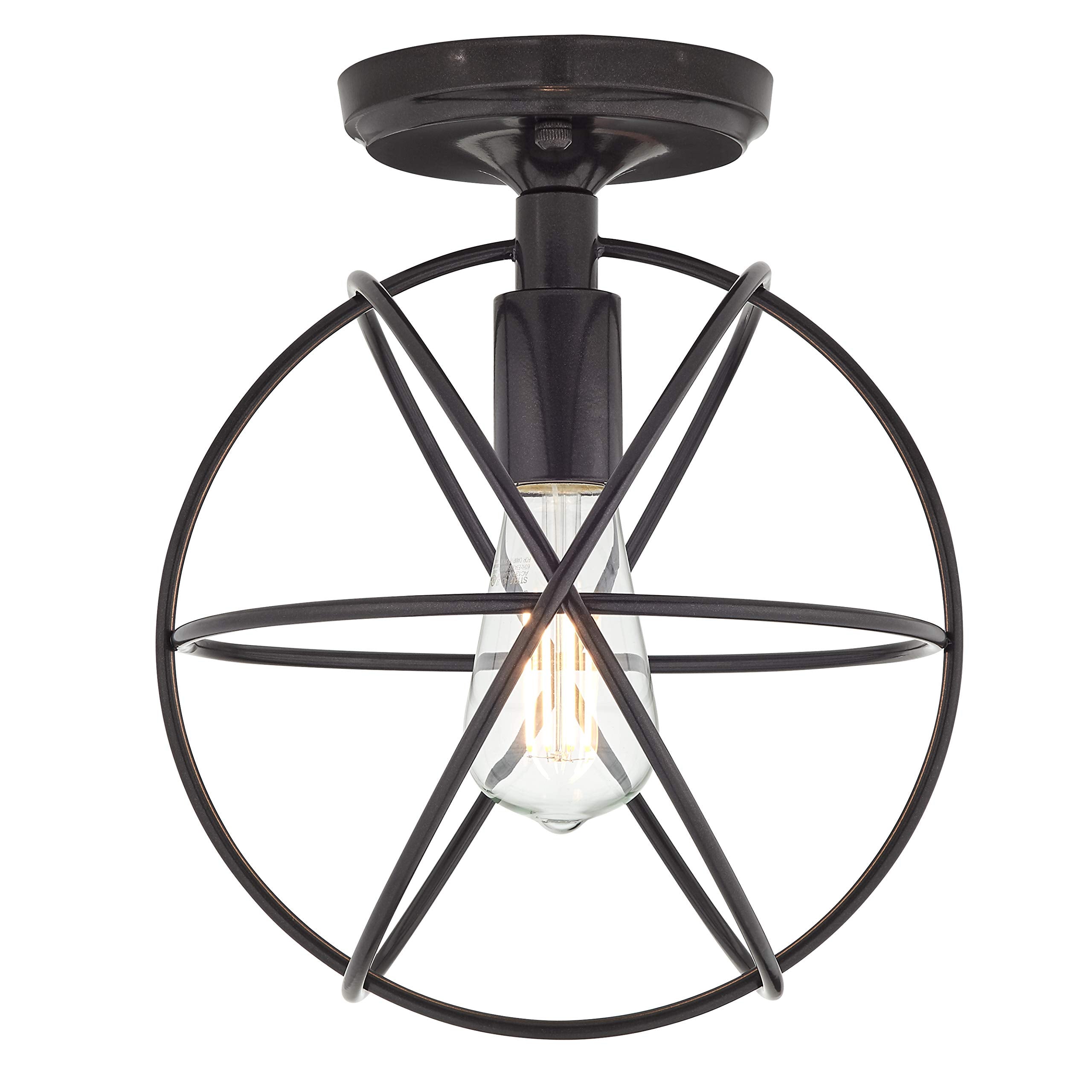 Linea di Liara Avesso Flush Mount Ceiling Light Fixture, Rustic Dark Bronze, Metal, Model LL-CL439-6DB, LED Bulb Included