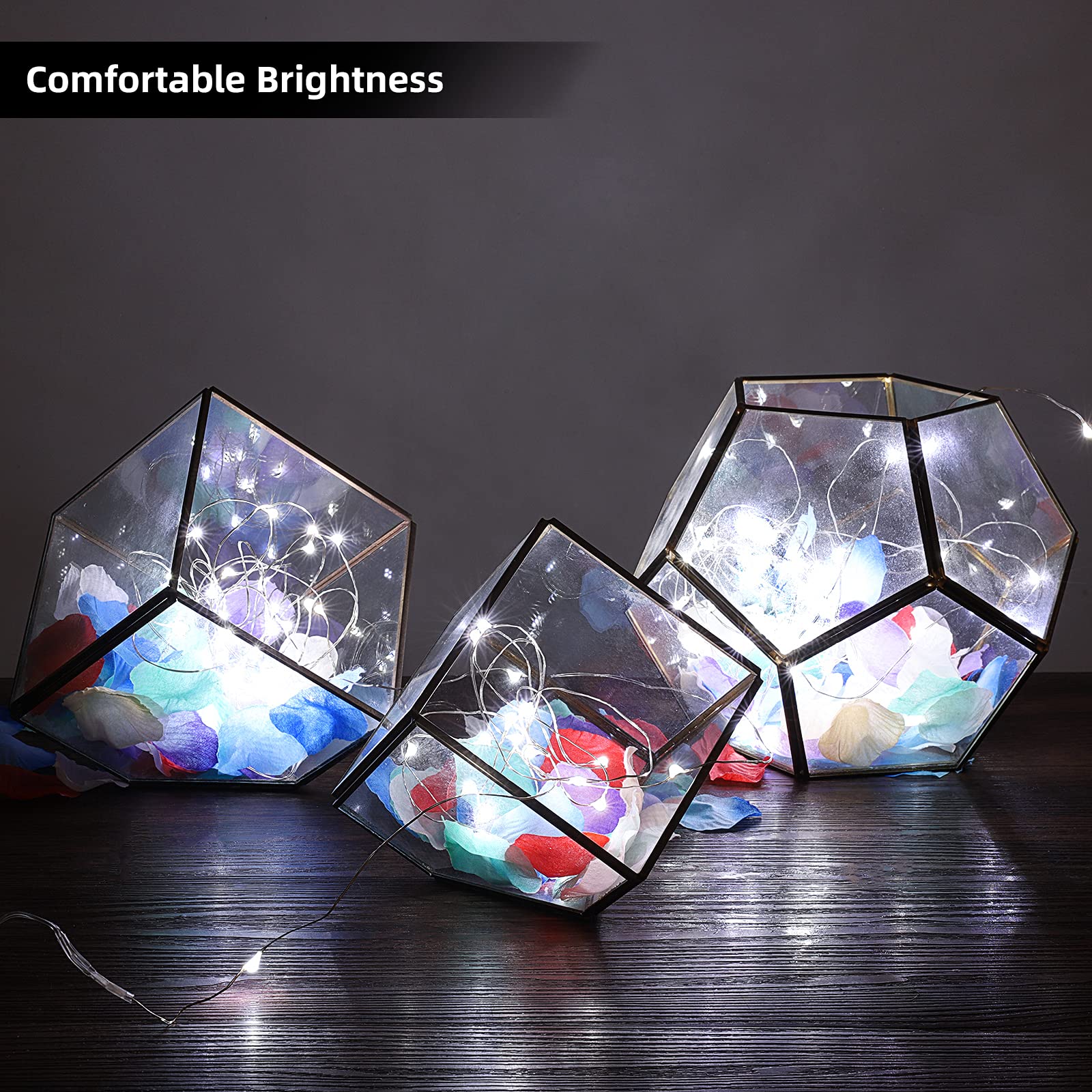 Ehome Fairy String Lights, 12 Pack Battery Operated 7.2ft 20LED Silver Coated Copper Wire Firefly Moon Lights for Party Christma