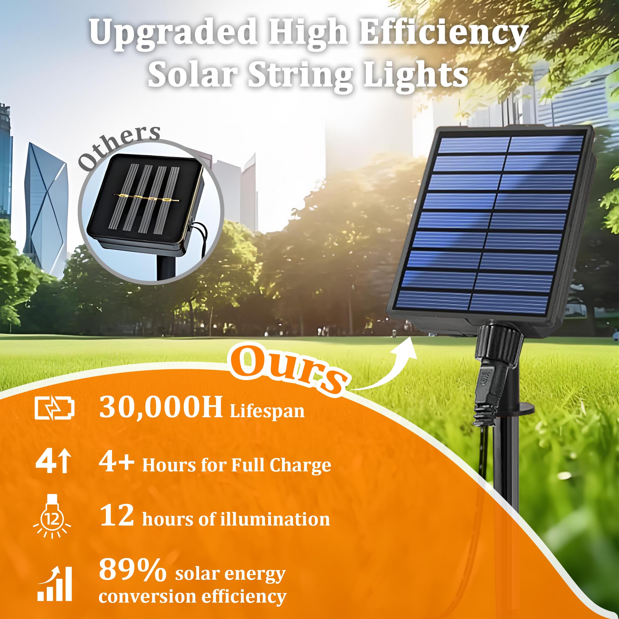 2-Pack 200Ft Halloween Solar String Lights For Outside, 600 Led Extra-Bright Solar Light Outdoor With 19 Modes & Timer, Waterproof Fairy Solar Lights For Garden Patio Tree Decorations Orange & Purple