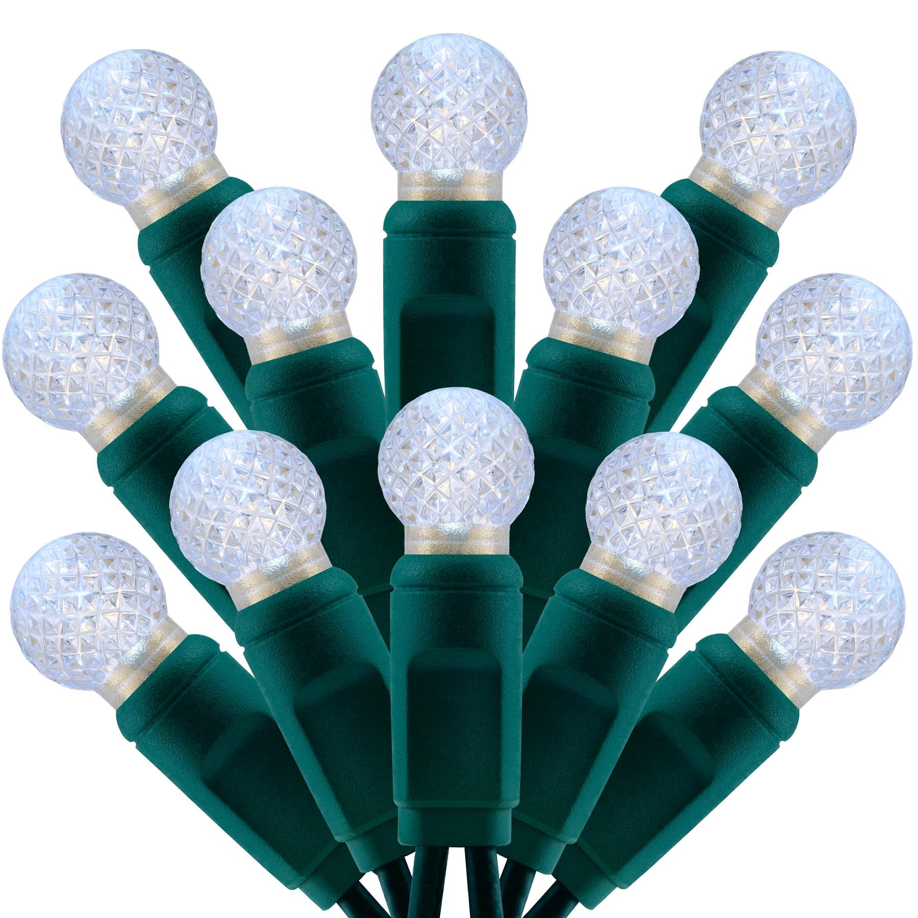 SWEET SHINE 100 Cool White Raspberry One-Piece LED Christmas Lights, 33 ft Green Cord High Waterproof UL Certified G12 Outdoor S