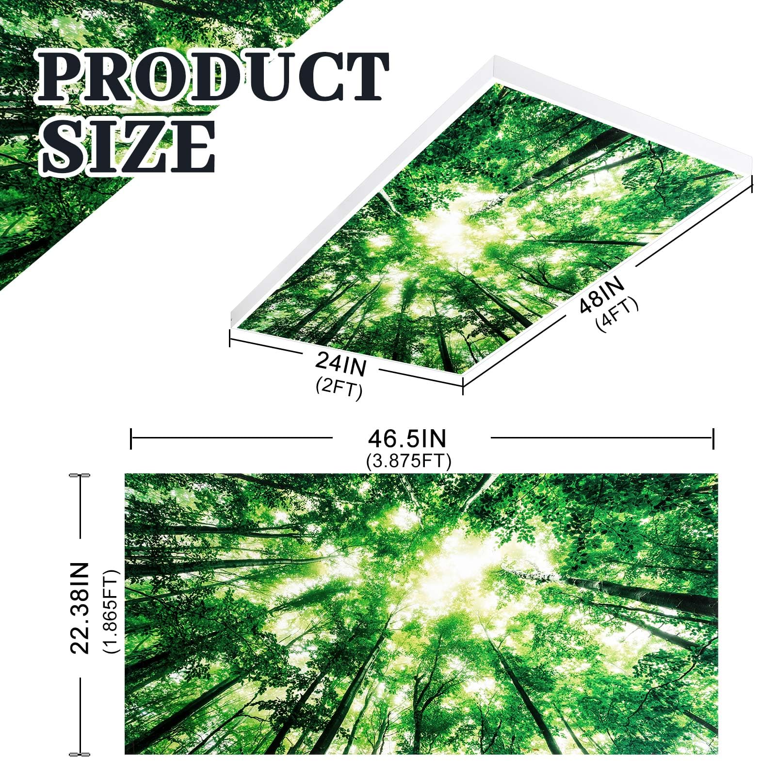 Amylove Fluorescent Light Covers 2x4 Feet Plastic Light Diffuser Panels, Forest Color, Ideal for Classroom, Office, and Home Decor