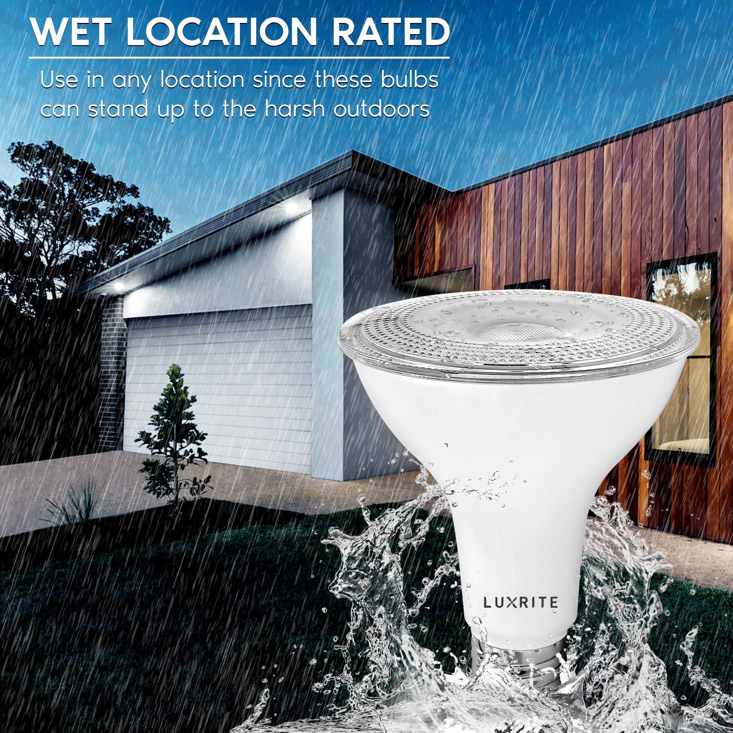 LUXRITE LED PAR30 Flood Light Bulb, 11W Dimmable, 850 Lumens, 5000K Bright White, E26 Base, 6 Pack