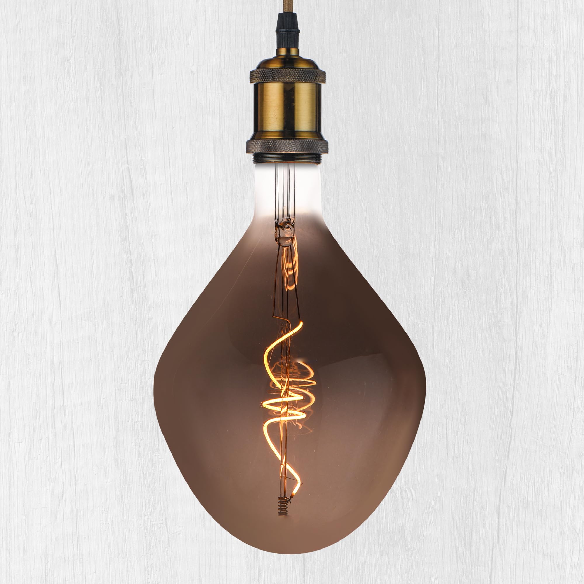 Whfialux Oversized Decorative Led Light Bulbs Giant Vintage Edison Light Bulb Huge Waterdrop Shape Bulbs Pendant Lighting Smoke Glass 2200K Warm White 6W Dimmable 120Lm(15W Eq.) E26 Base (Td160Smoke)