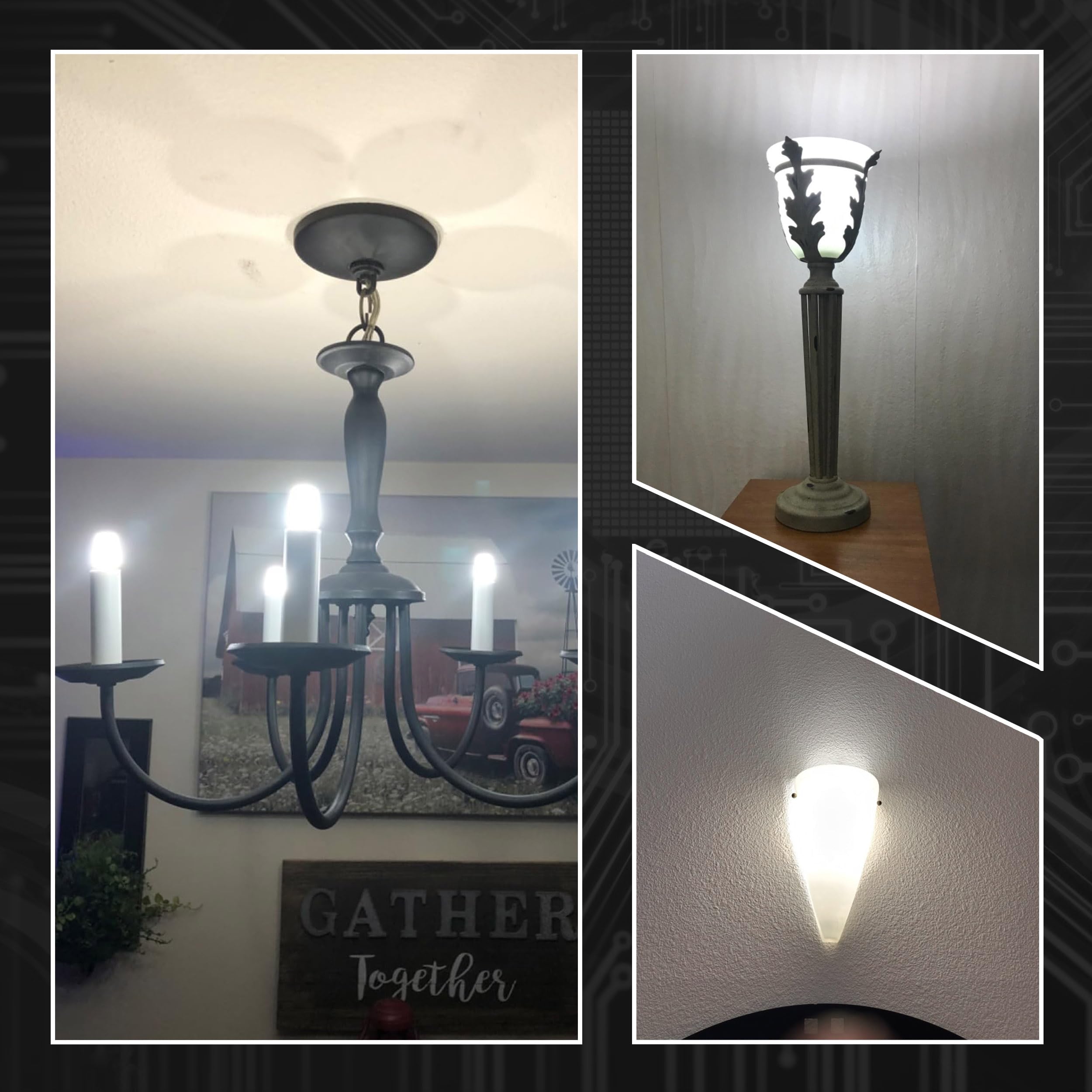 Hylroe E12 Candelabra Led Light Bulbs Dimmable 4W Equivalent 40 Watt 450Lm 6000K Bright Daylight White Candle Bulbs For Chandeli