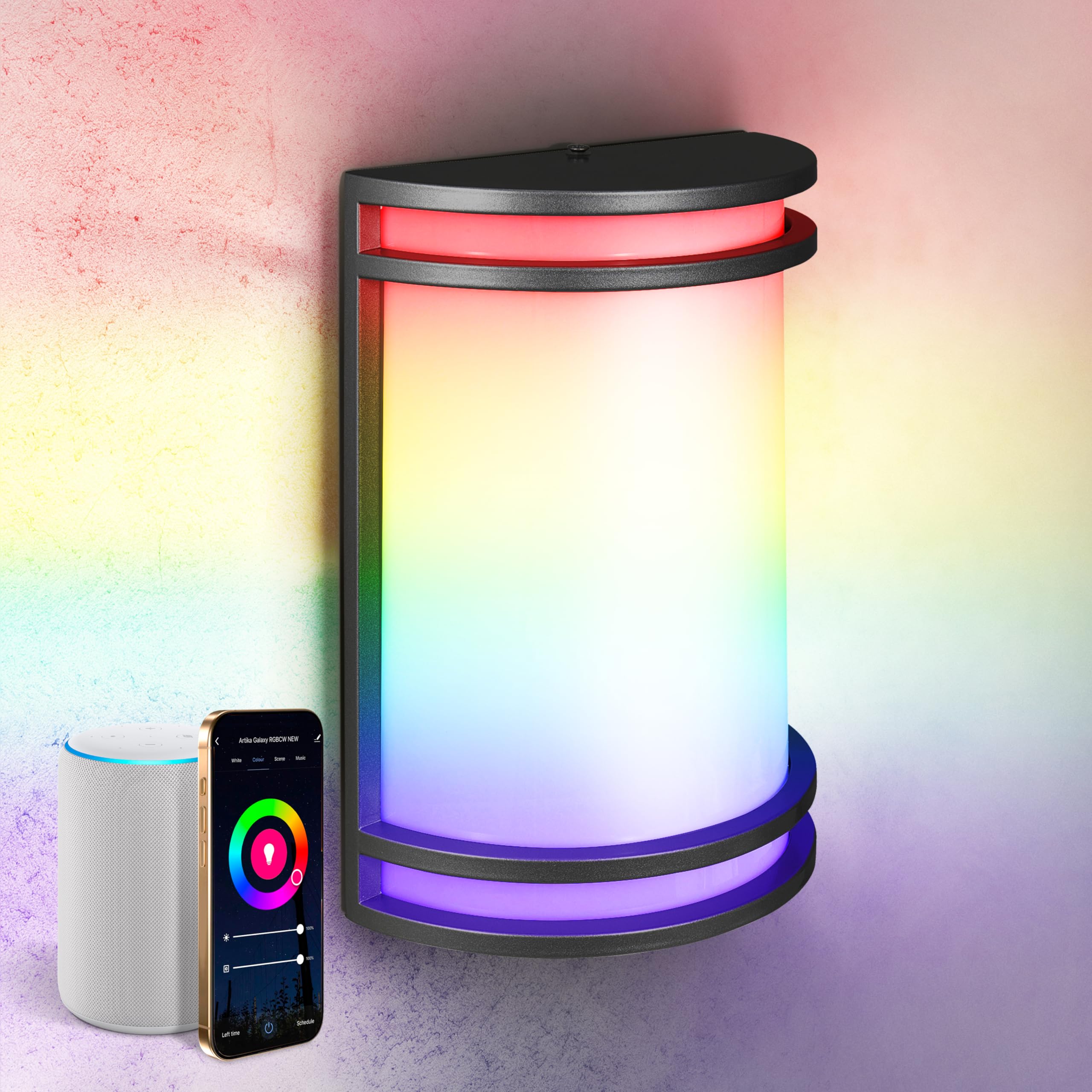 Asd 10 Inch Smart Rgbw Led Outdoor Wall Mount Light Fixture - Black Rgb Wall Sconce Exterior Lighting - 120-277V 15W 2700-6500K