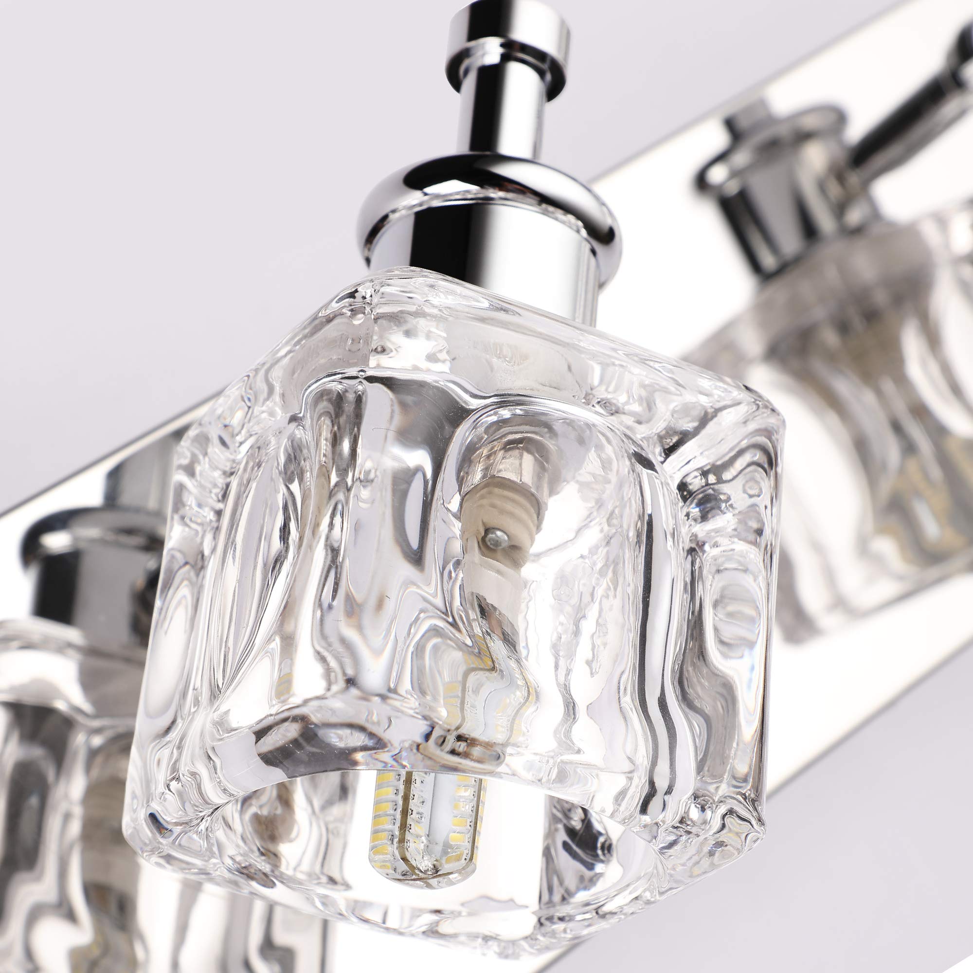 Presde Modern 6-Lights Led Vanity Light For Bathroom, Chrome Finish, Model Hu-Xi-201, Excludes Bulb