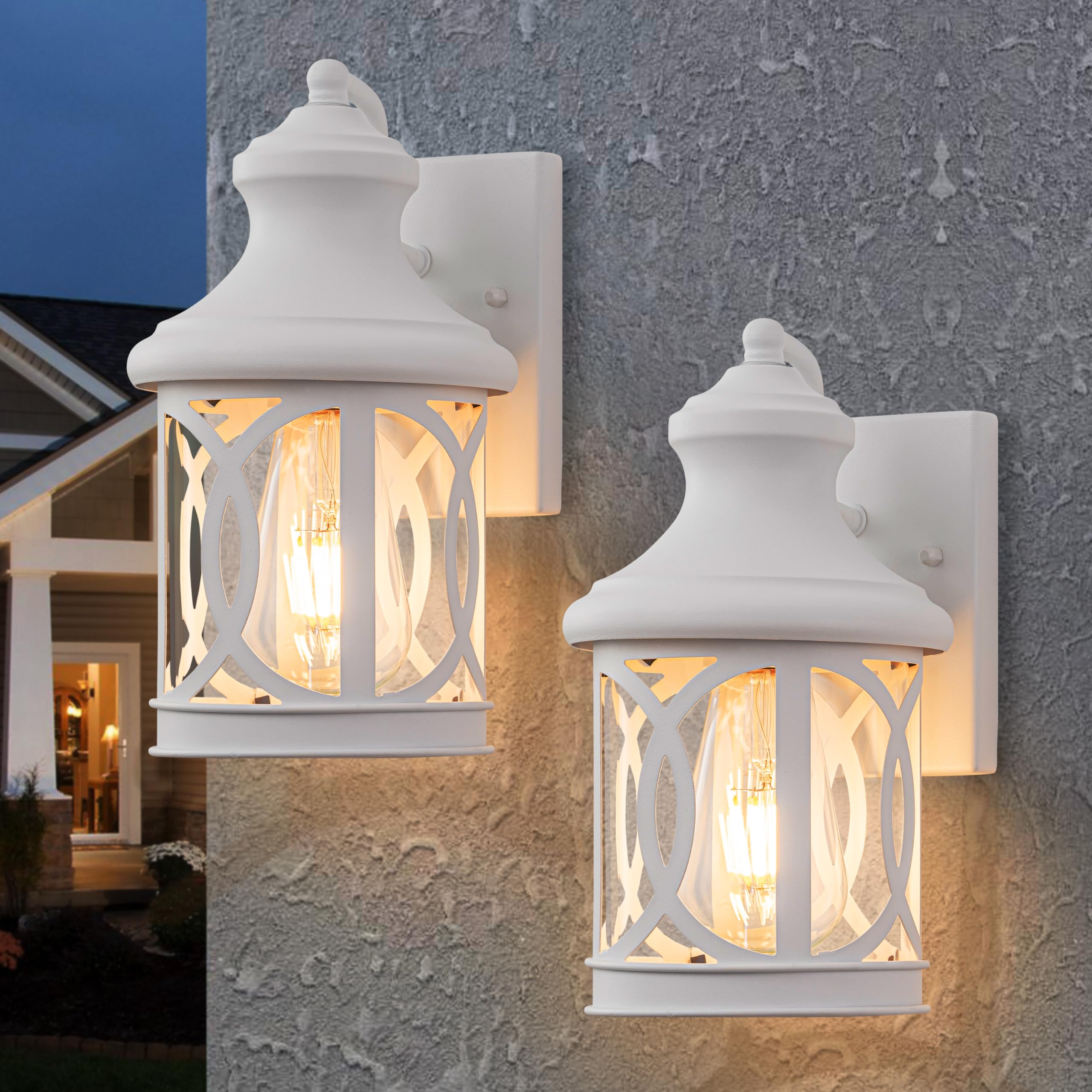 Laplusbelle Outdoor Wall Sconce, White Modern Outdoor Wall Lights, Waterproof Exterior Light Fixture Porch Sconces, Outdoor Ligh