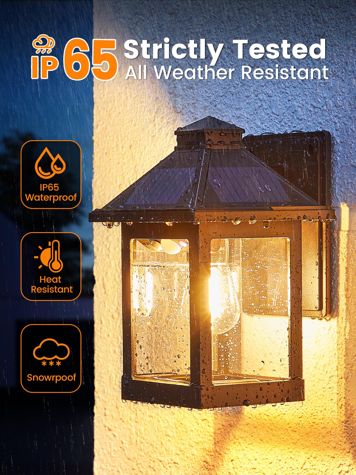 LUHLEE Solar Porch Lights - 2 Pack Motion Sensor Wall Sconce, IP65 Waterproof, 3000K, Black, 5.72"L x 8.7"H for Outdoor Decor