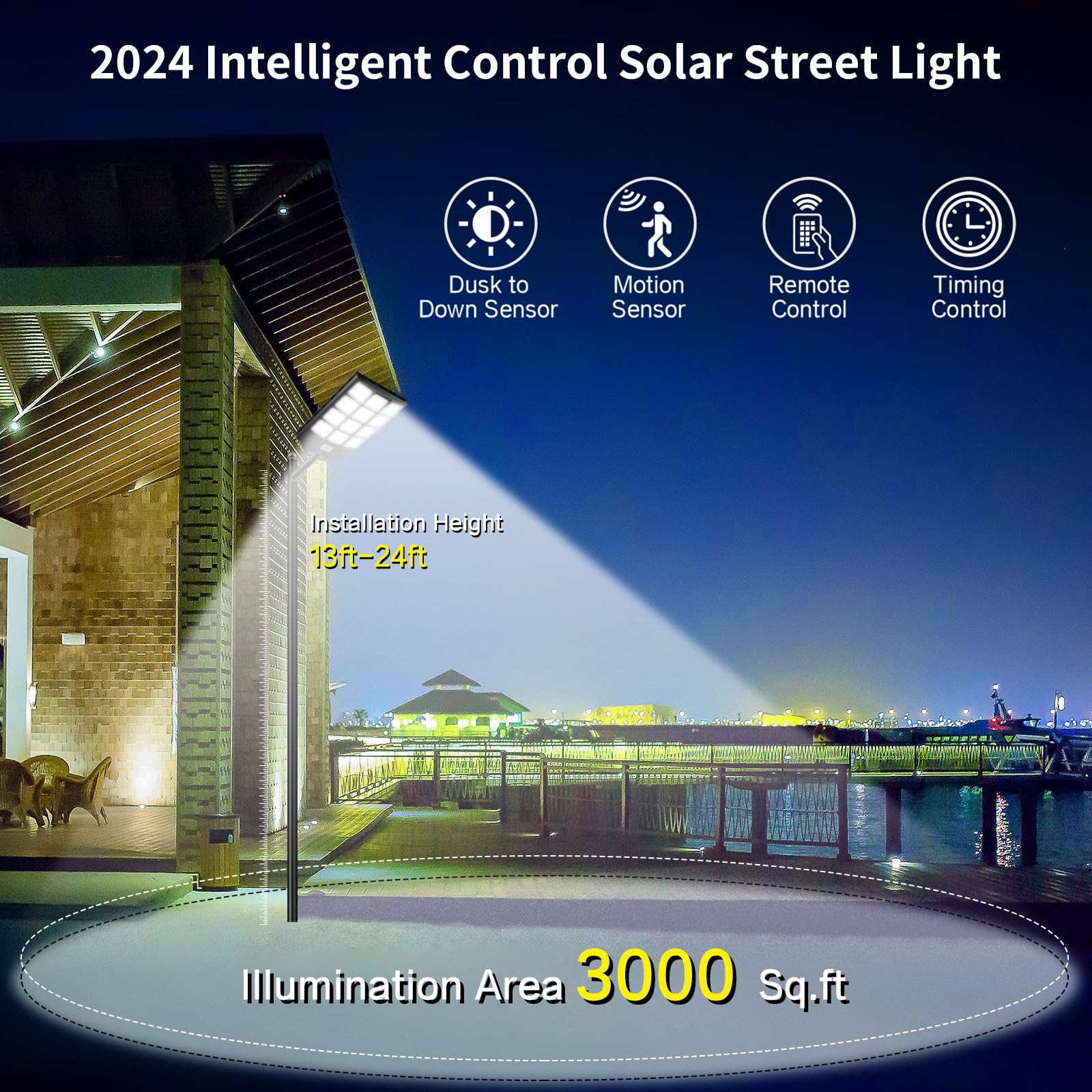 Deepn 2 Pack Solar Lights Outdoor Waterproof 3600W 300000 Lumens Dusk To Dawn Led Solar Flood Light Motion Sensor, Street Lights Solar Powered With Remote Control For Outside, Parking Lot, Backyard