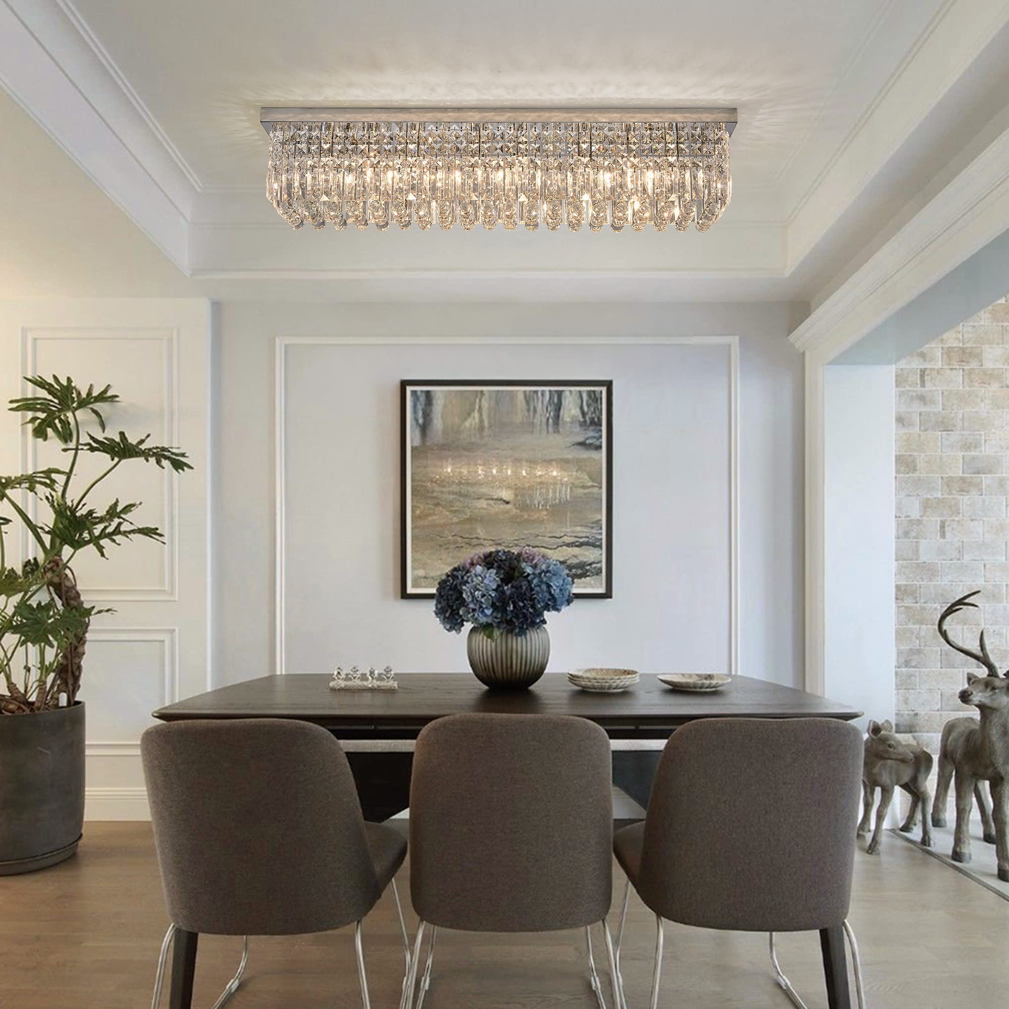 7Pm Modern Large Chandeliers - 47.2 Chrome Stainless Steel Dining Room Light Fixture, Model Cl010896