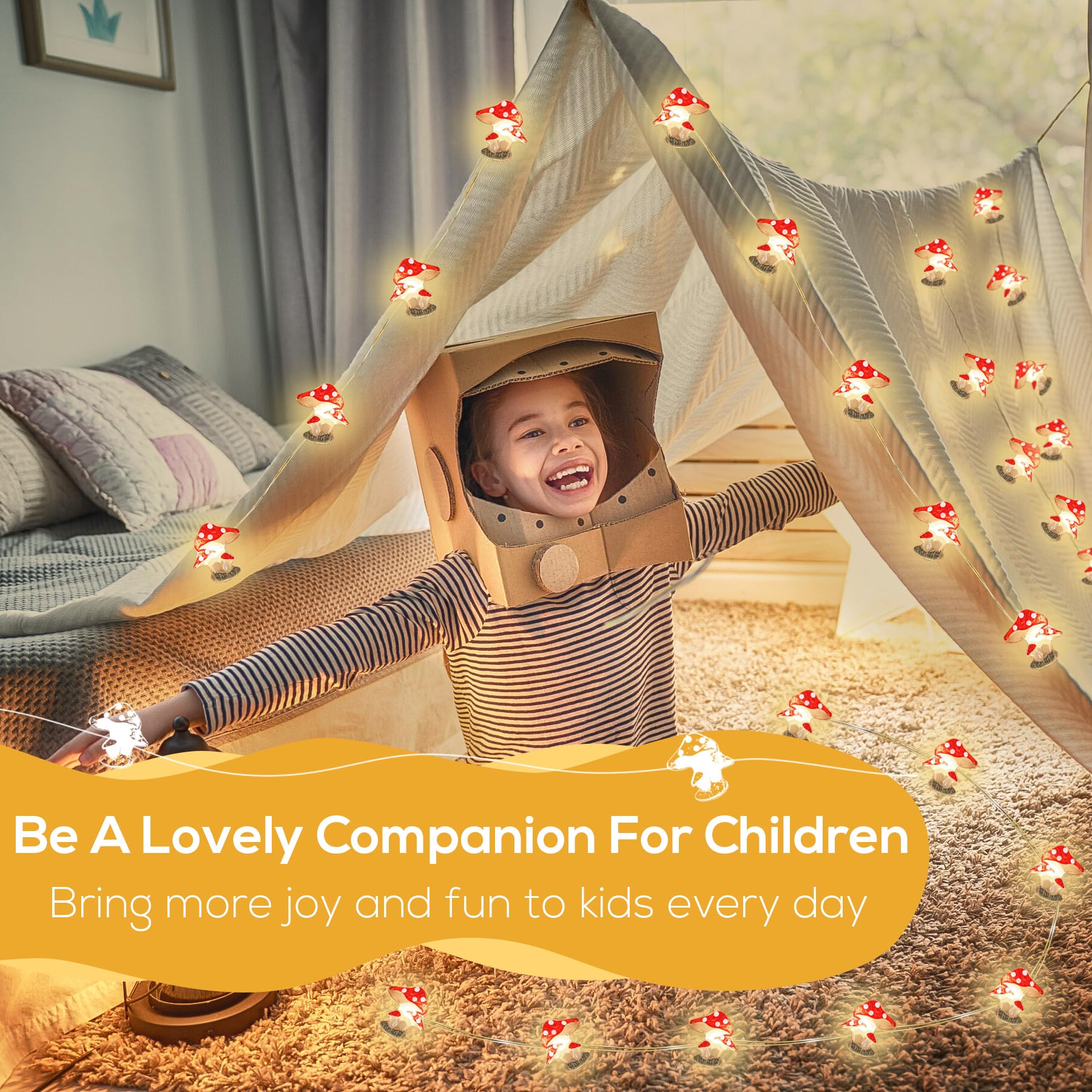 Mushroom Decor Cute Mushroom Fairy Lights with Timer 10FT 30LEDs Mushroom String Lights Gifts for Kids Room Decor Birthday Chris
