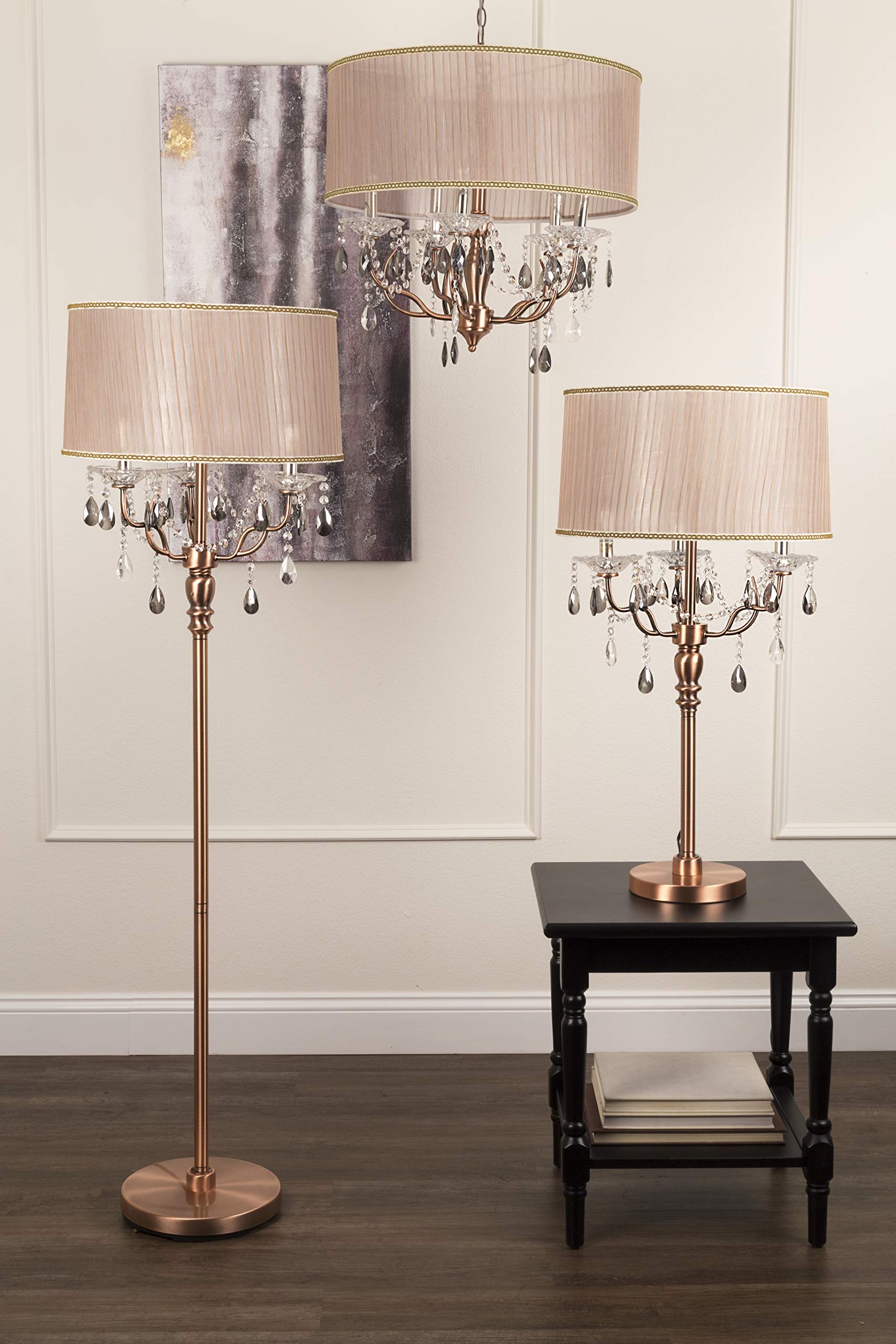 OK Lighting 35-Inch Crystal Table Lamp - Dusty Rose Rose Gold - Model OK-5126T