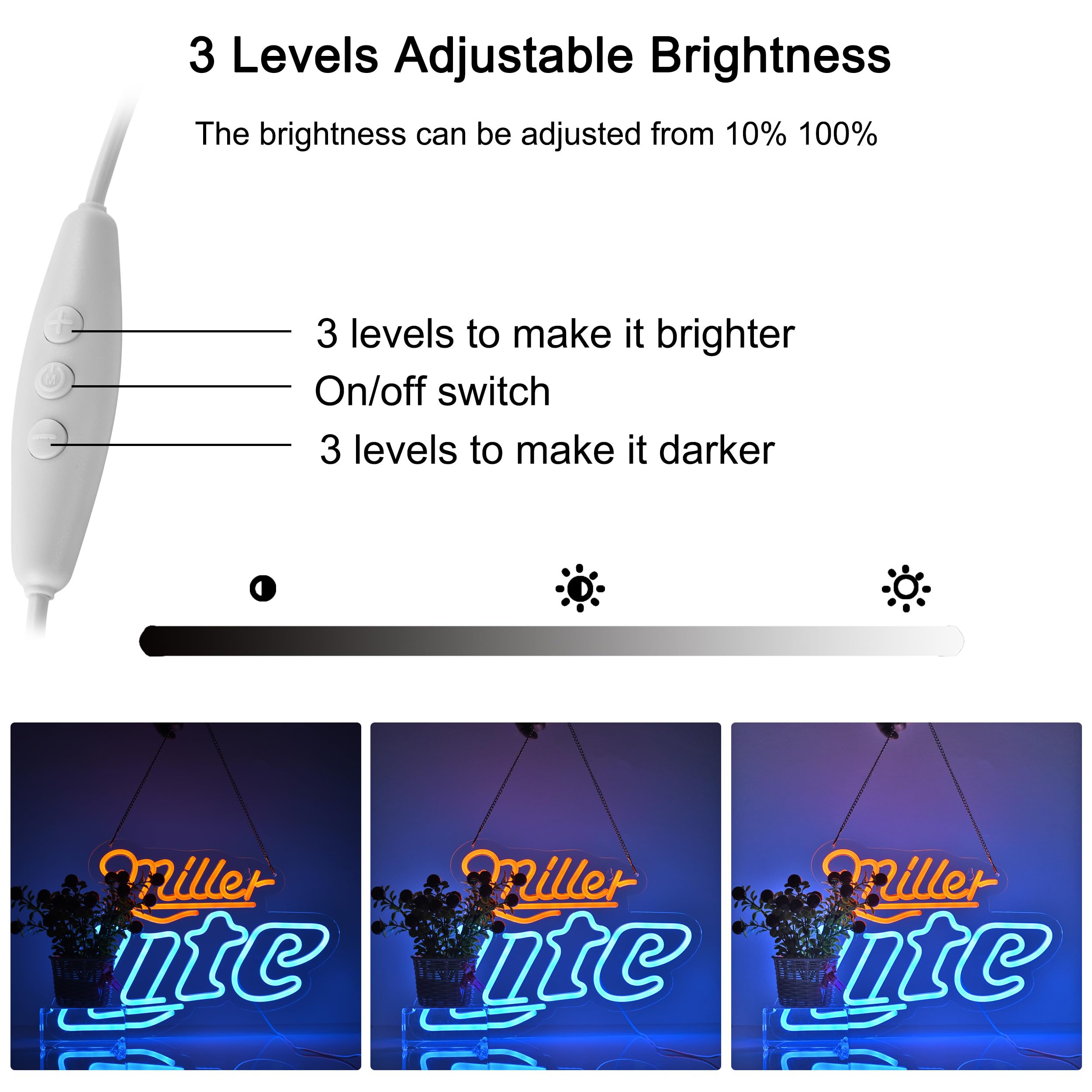 Yooyneon Neon Sign for Bar Wall Décor, Dimmable LED, USB Powered, 18 x 12 inches, Blue and Orange