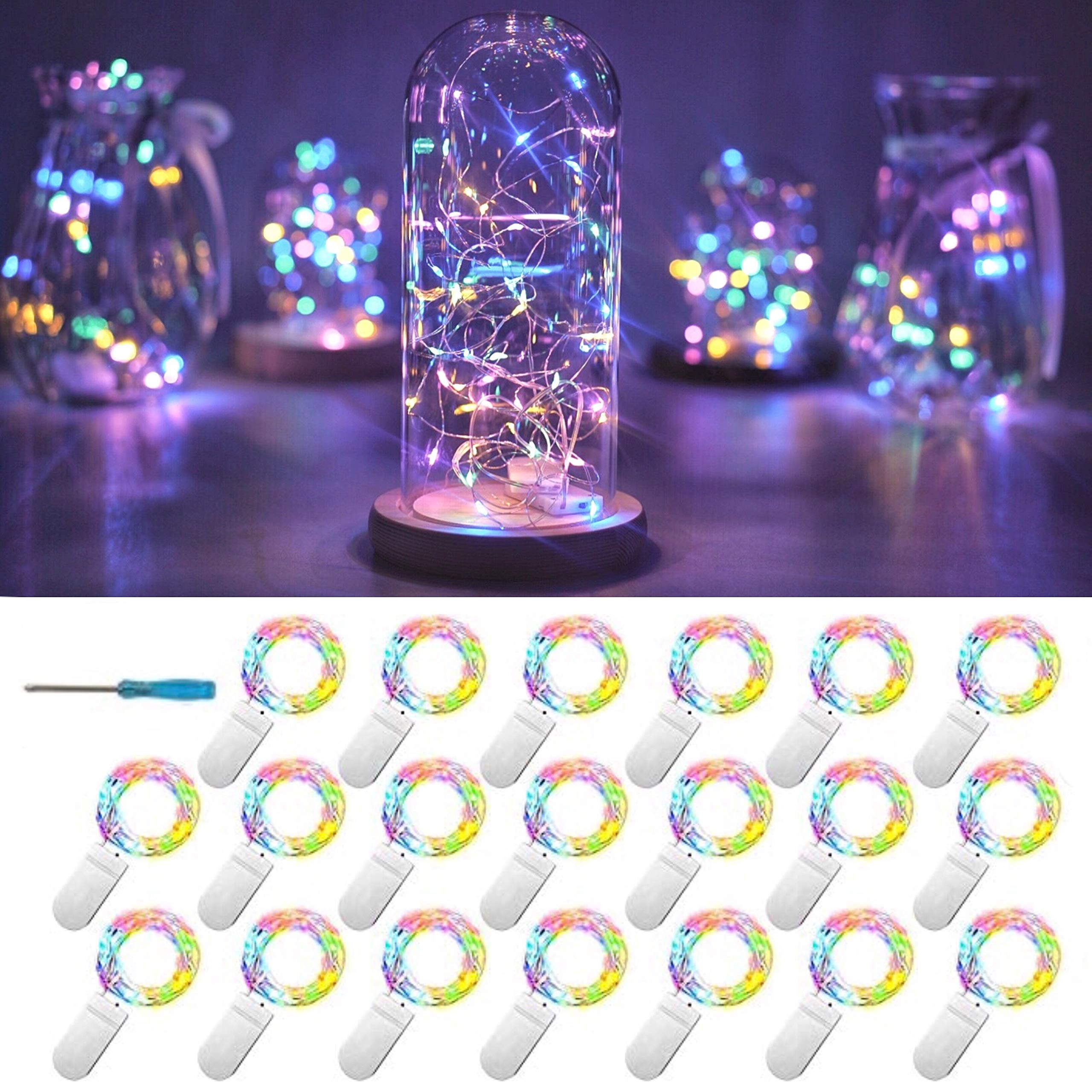 Felishine 20 Packs Fairy String Lights, 6.6Ft 20 Leds Battery Operated Silver Copper Wire Starry String Light For Diy Party Chri