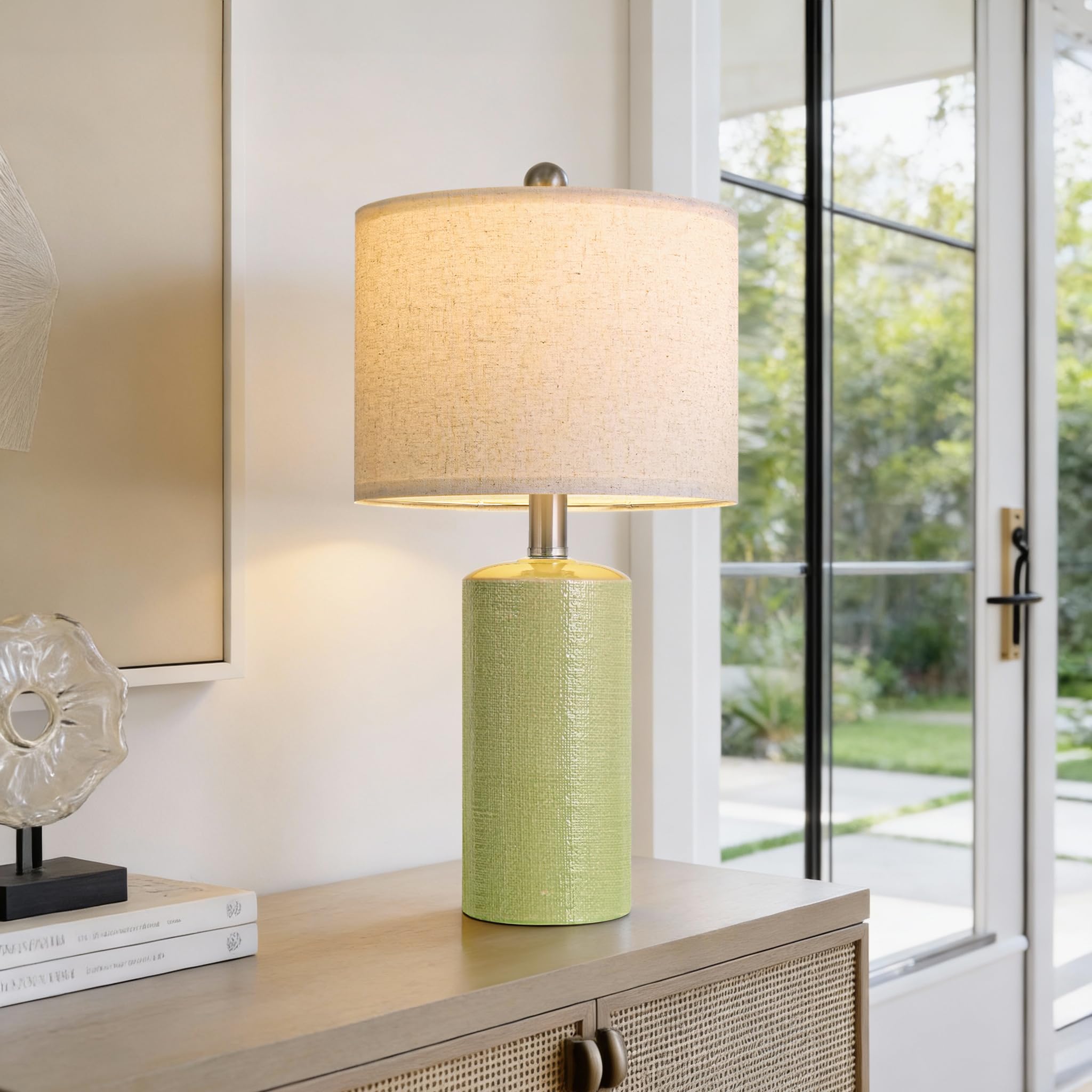 G-SAFAVA 20.5 Small Table Lamps for Living Room Lamp Single Ceramic Lamps for Bedroom Bedside Lamps Modern Boho Lamps for Night Stands Farmhouse Nightstand Lamp Side End Table Lamp  Light Green