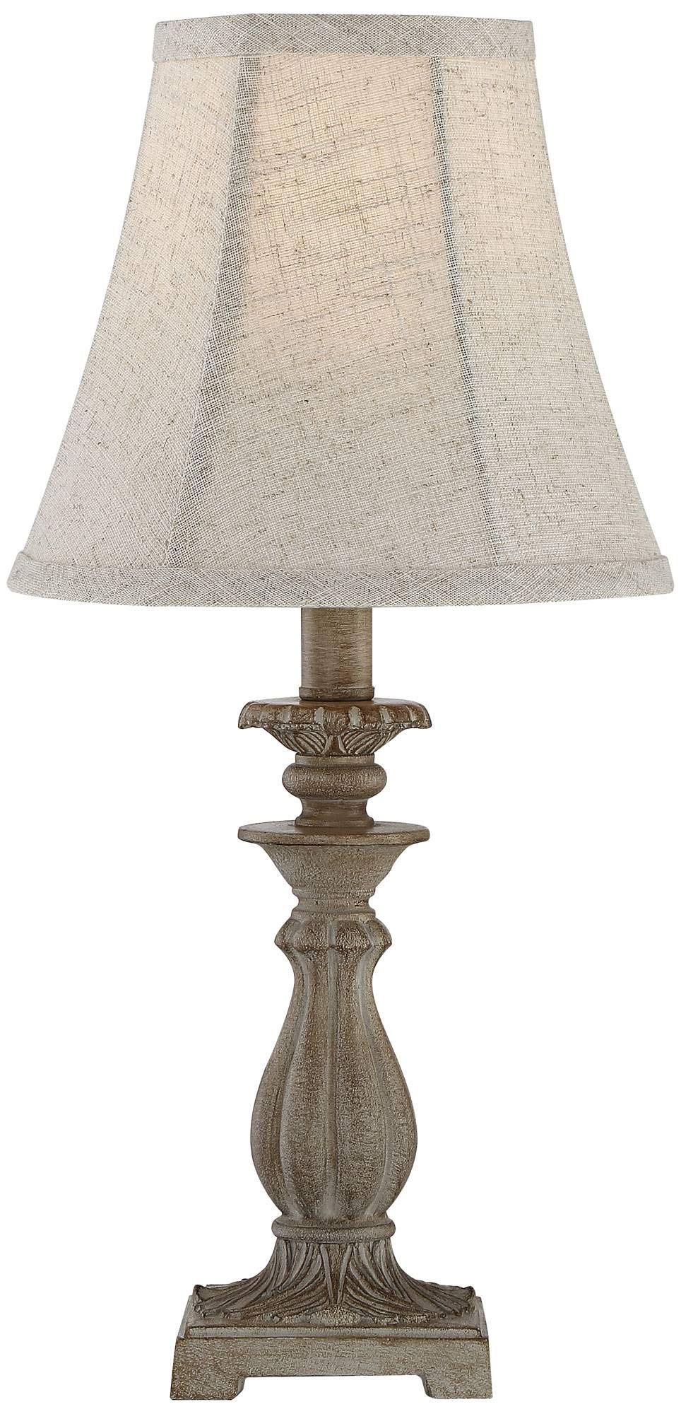 Regency Hill Cali Traditional Vintage Accent Table Lamps 19'' High Set Of 2 Antique Beige Off-White Bell Shade Candlestick For L