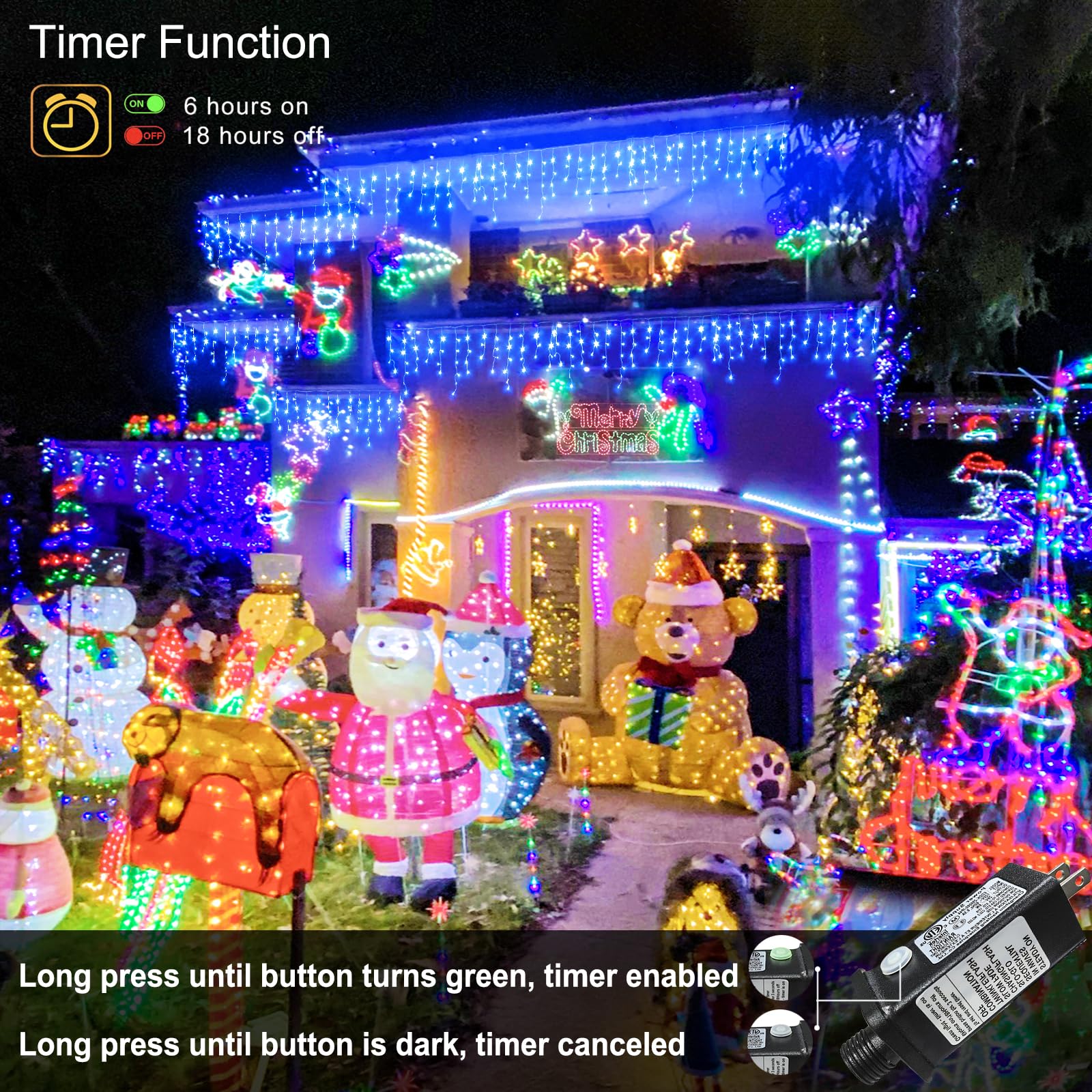 Nielfoi Christmas Icicle Lights Outdoor - 99Ft 1216 Led 8 Modes Curtain Fairy String Lights With Timer Memory, Plug In Waterproof For Home Decoration Holiday Wedding Eaves Yard Party Indoor, Blue
