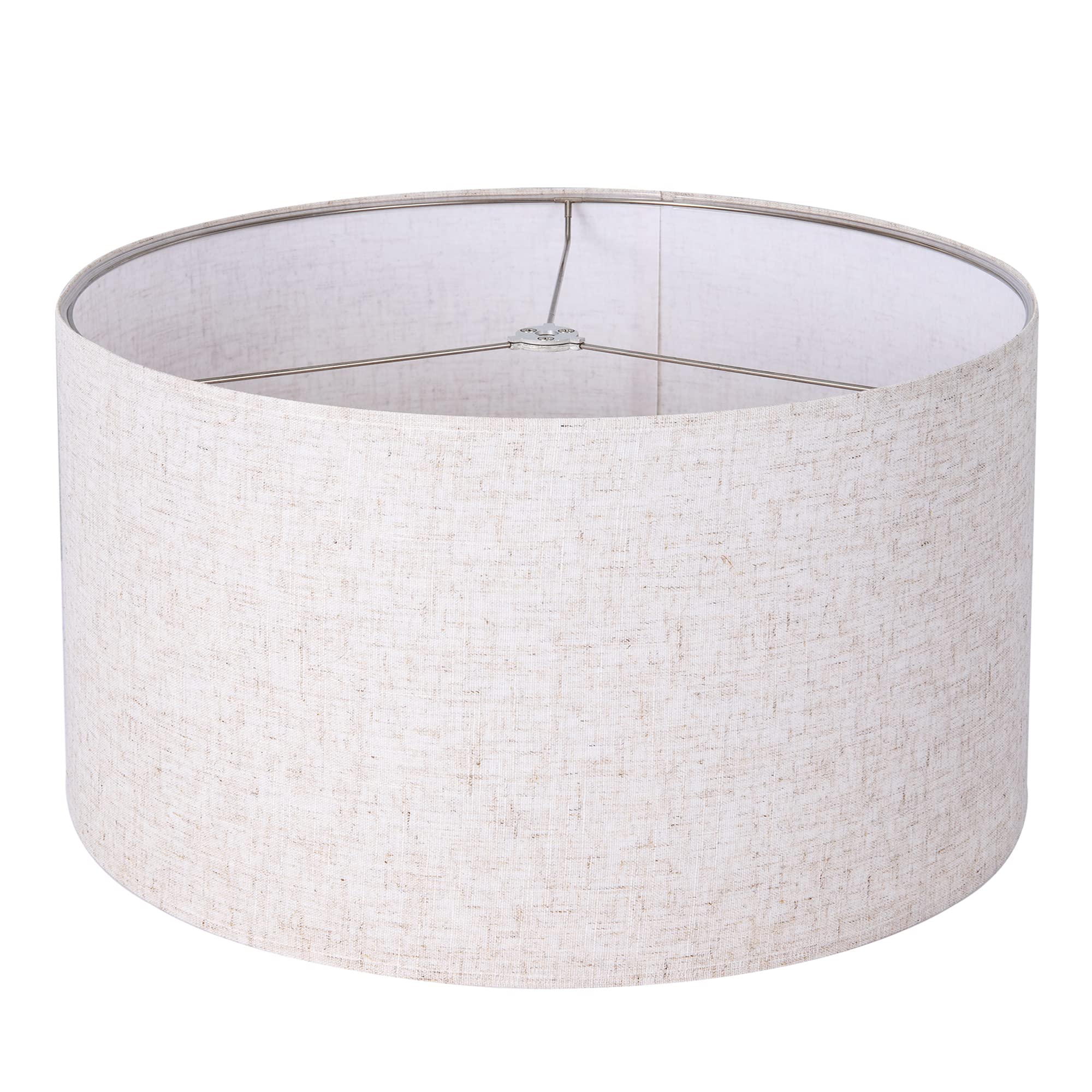 Wellmet Fabric Drum Lampshade, 18X18X12, Linen, Model Ds-Tls006, Classic Modern Style, Spider Fitter For Table & Floor Lamps