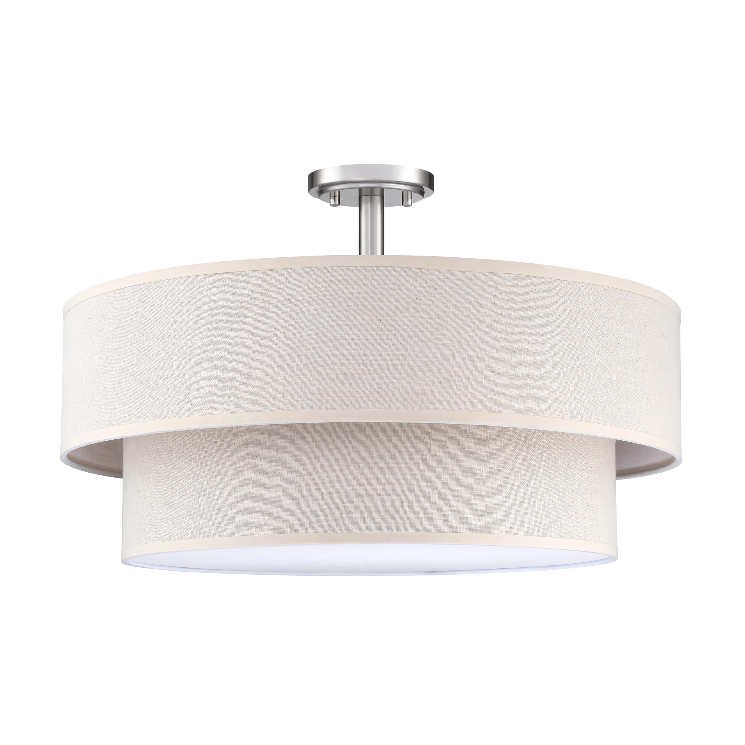 Dolaimi House 4 Light Semi Flush Mount,Close To Ceiling Light Fixture,Linen Fabric Shade Brushed Nickel Finish 20 Inch Semi Flus