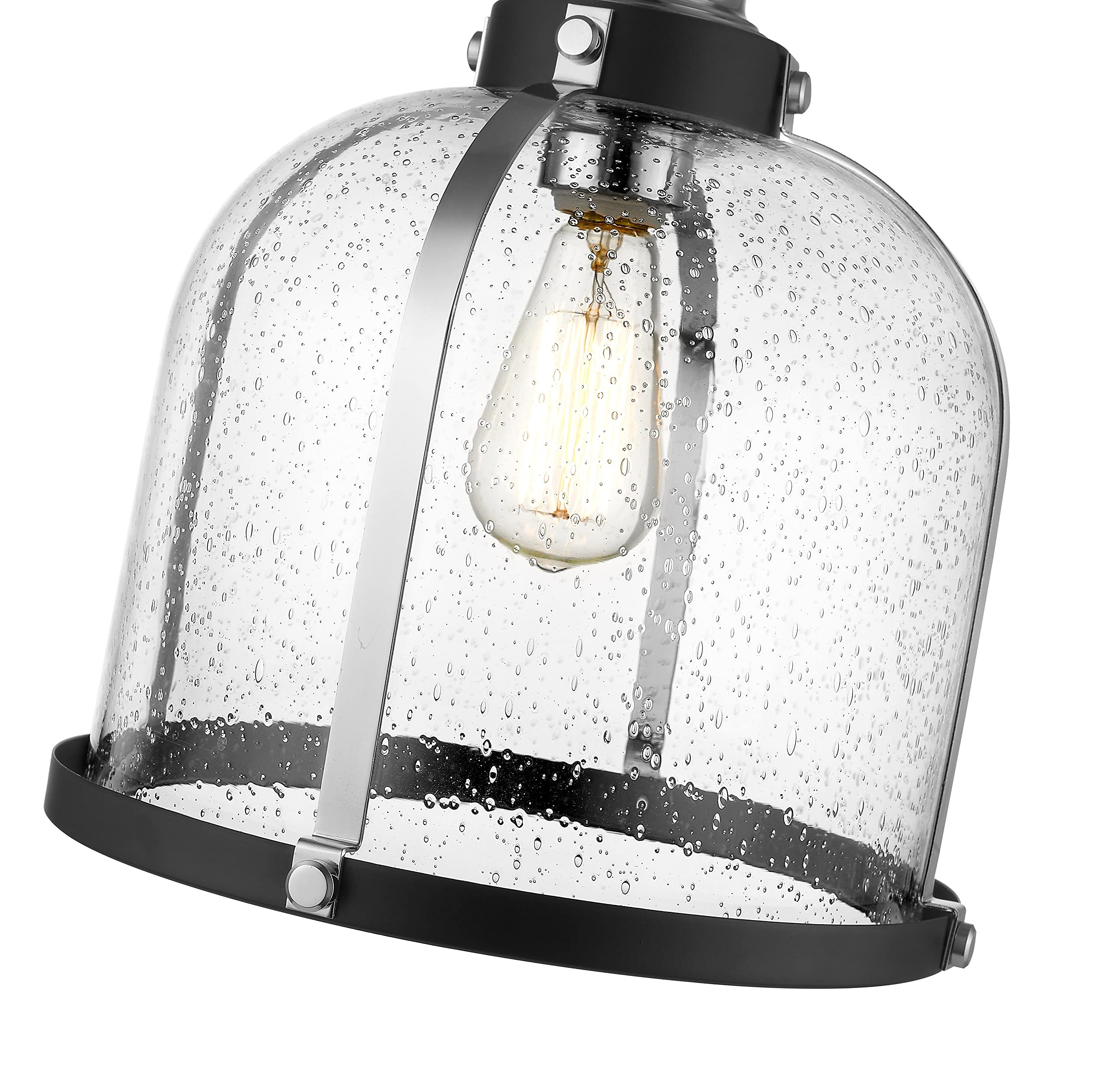 Z-Lite 1 Light Pendant Matte Black + Chrome Alloy Steel 13.38x12.13x12.13 Model 337P12MB+CH